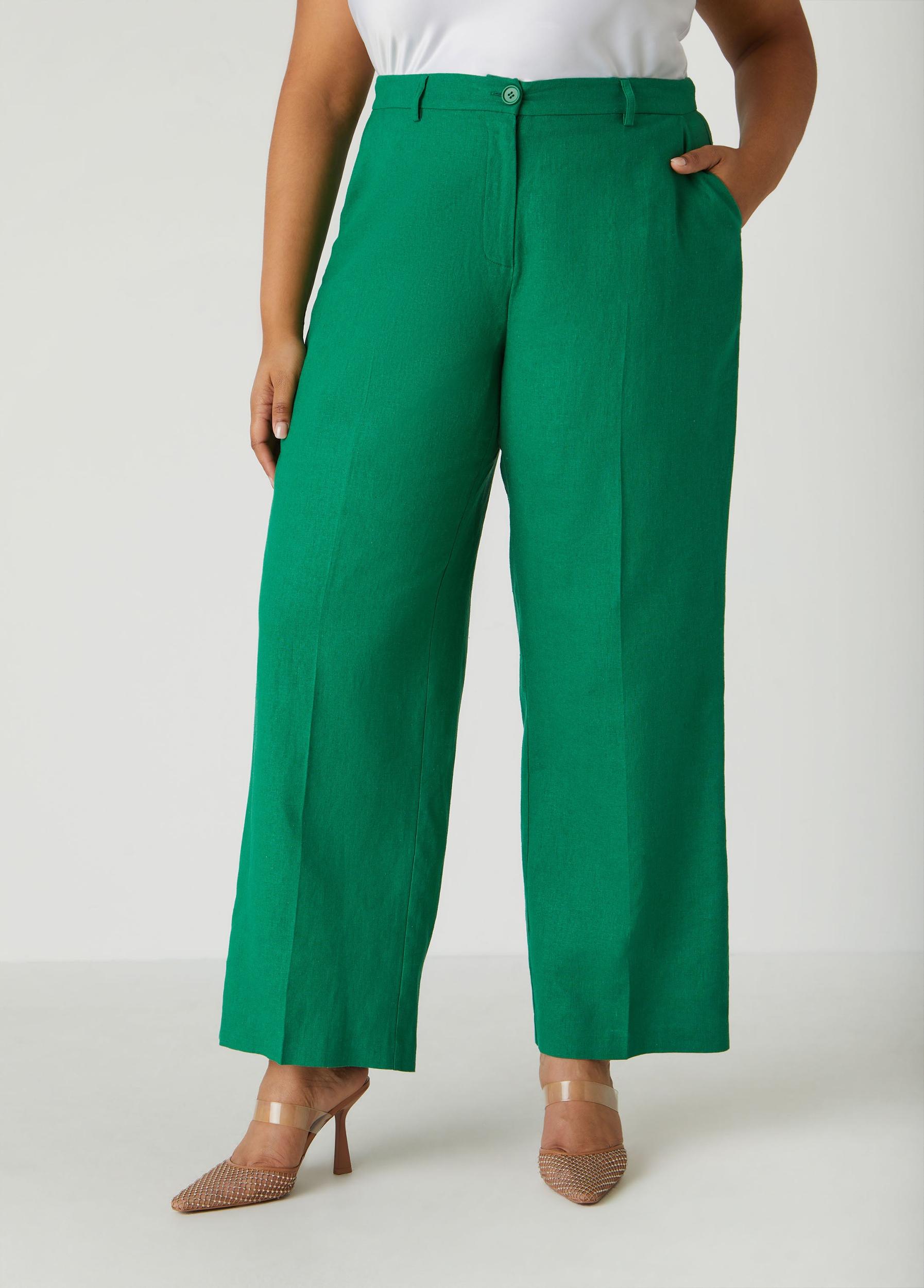 Linen Blend Wide Leg Trousers Product Image