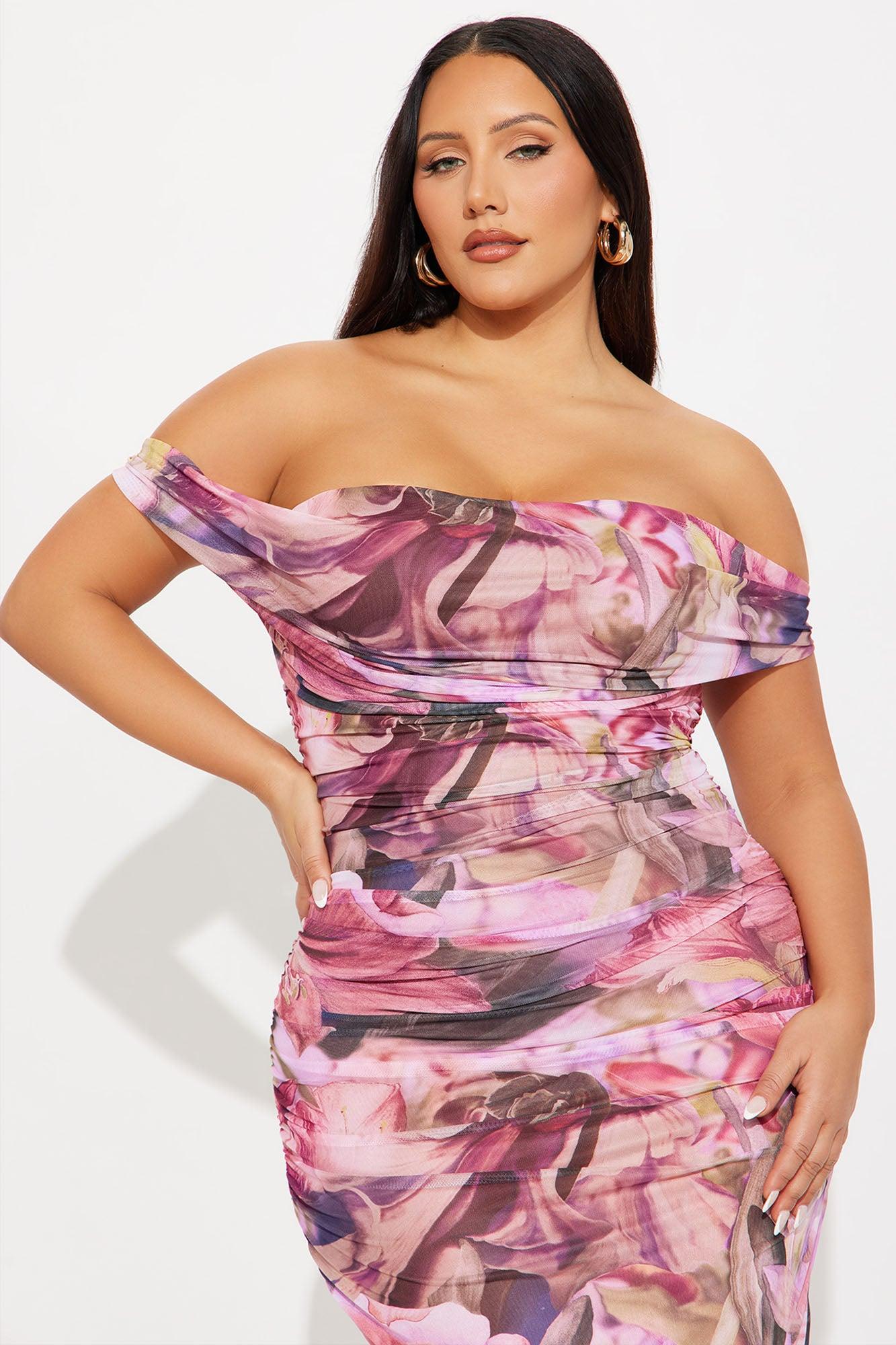 Still In Love Floral Mesh Midi Dress - Pink Female Product Image