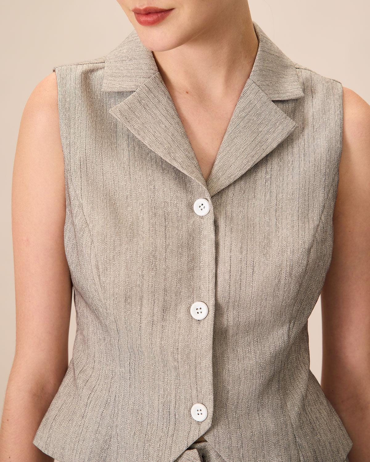 Women's Grey Lapel Single-Breasted Vest Female Product Image