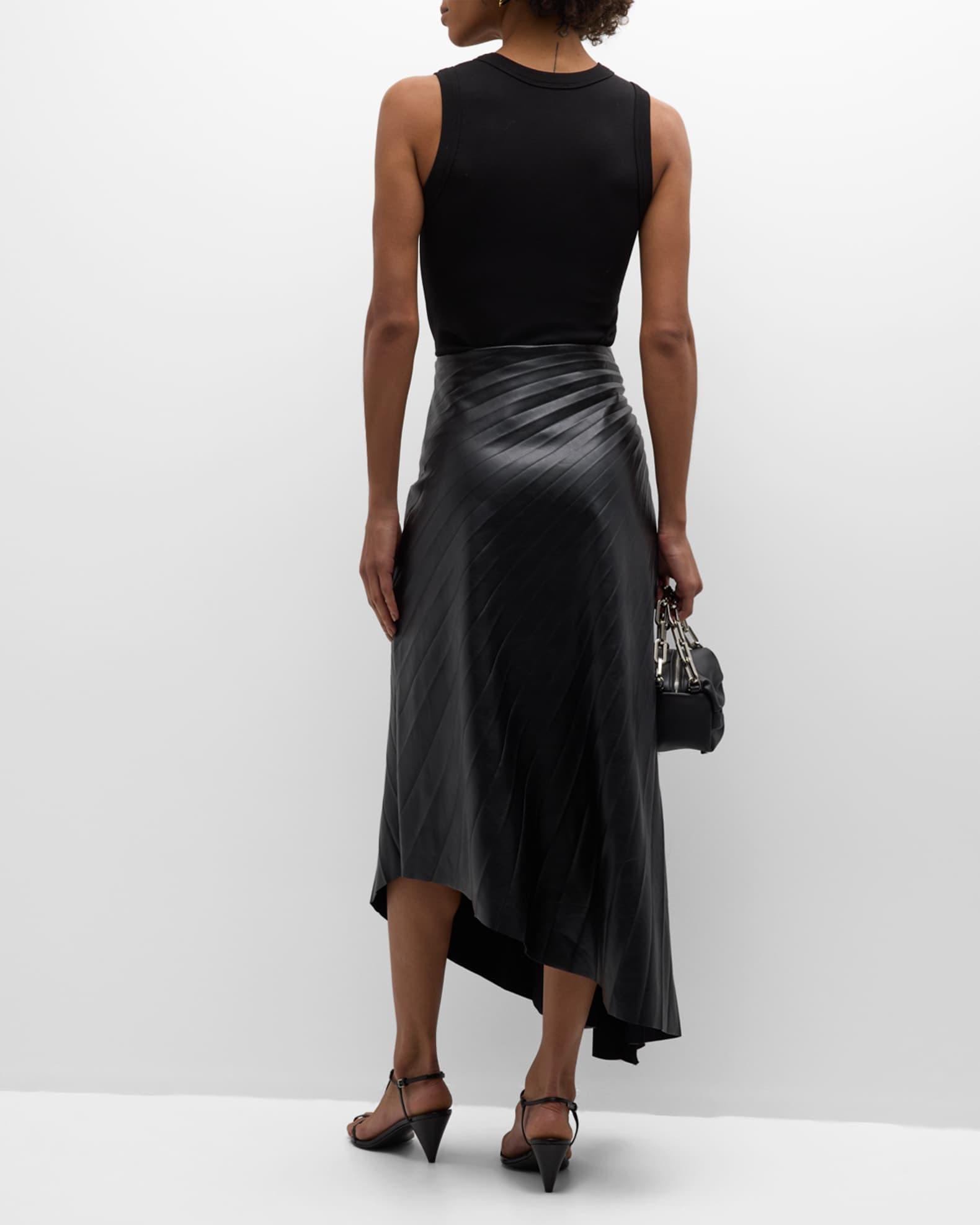 Tracy Pleated Side-Ruched Faux Leather Maxi Skirt Product Image