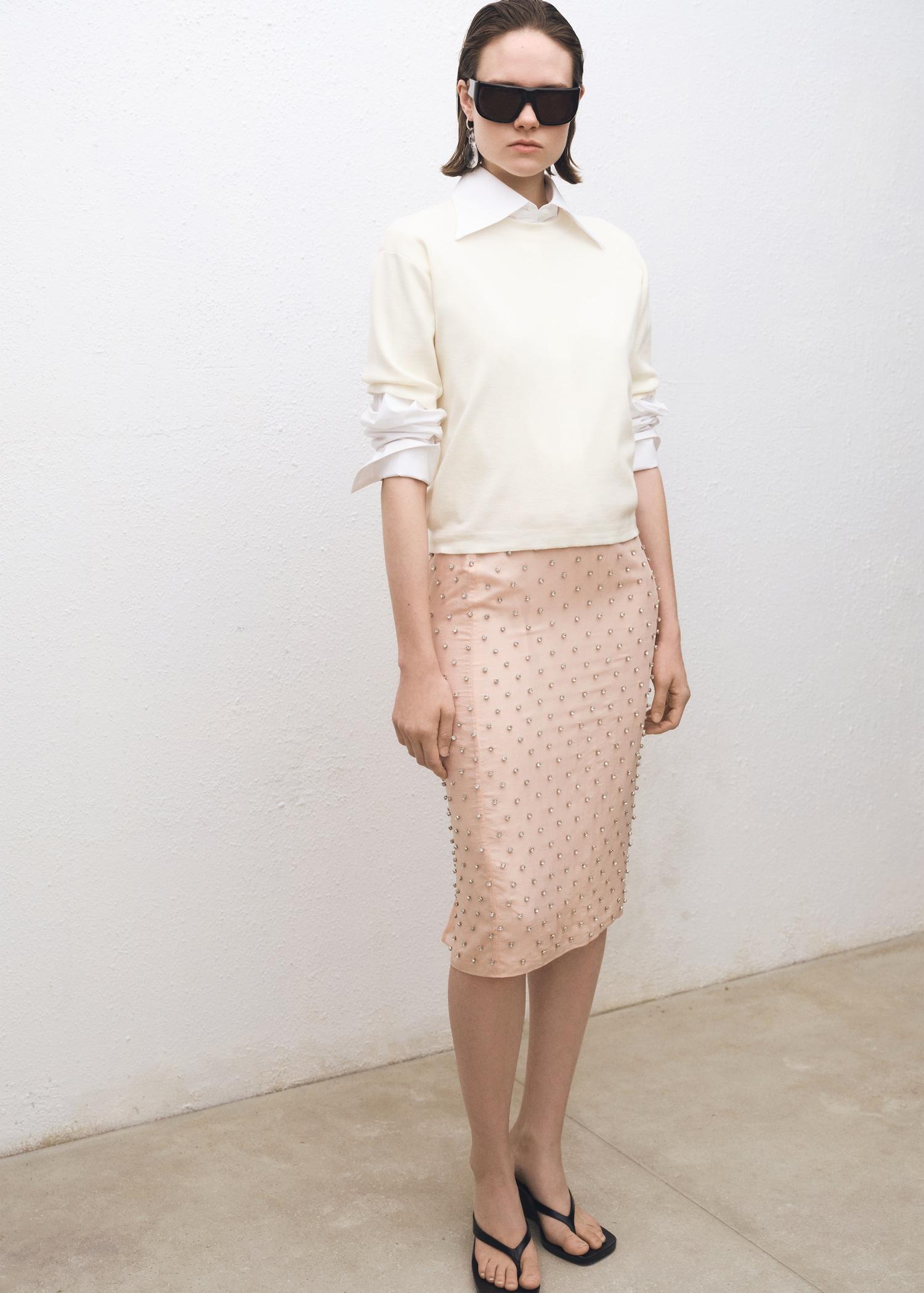 Short-sleeved wool-blend sweater - Women | MANGO USA Product Image