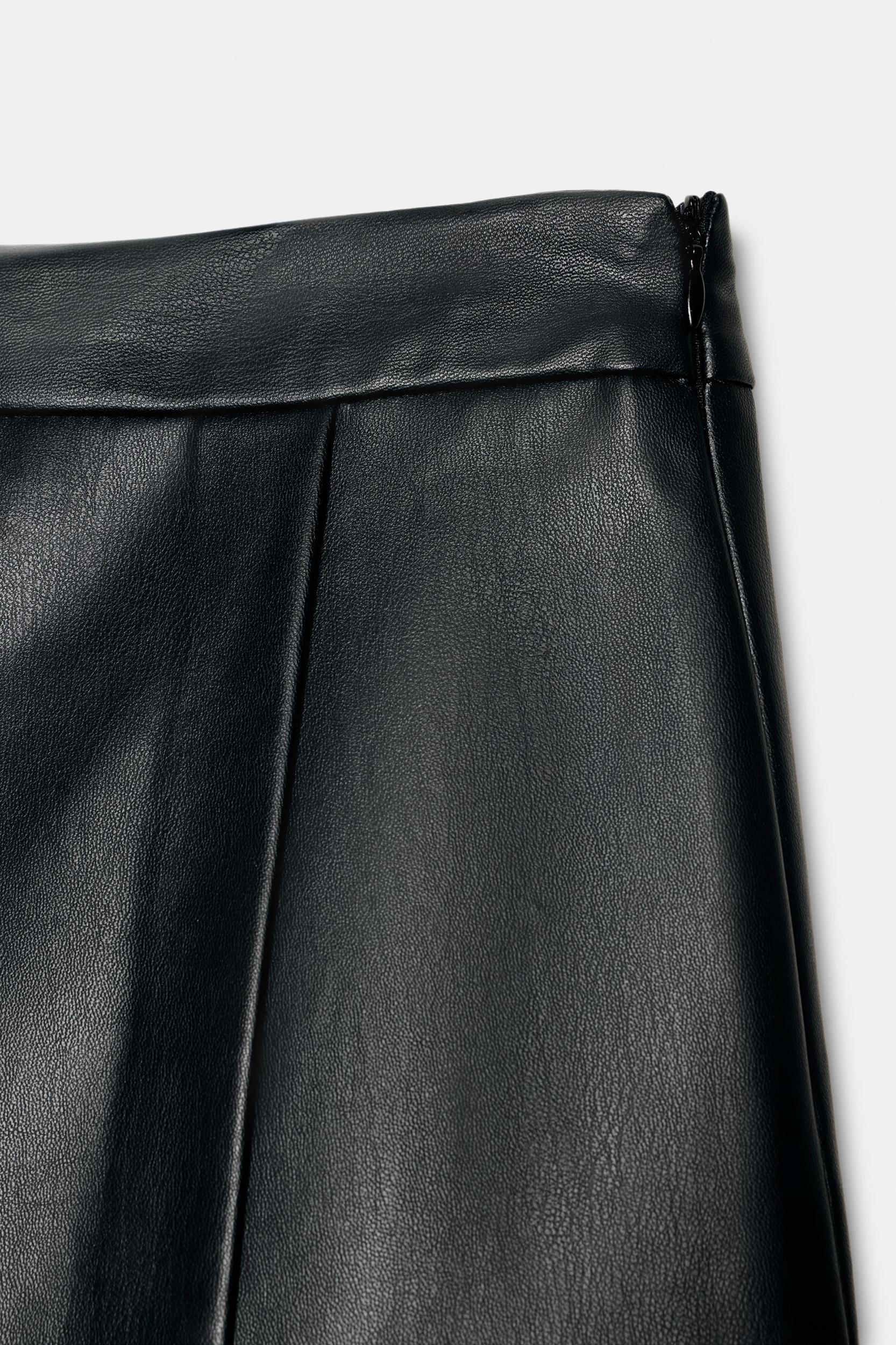 FAUX LEATHER SPLIT SKIRT WITH OVERLAP DETAIL Product Image