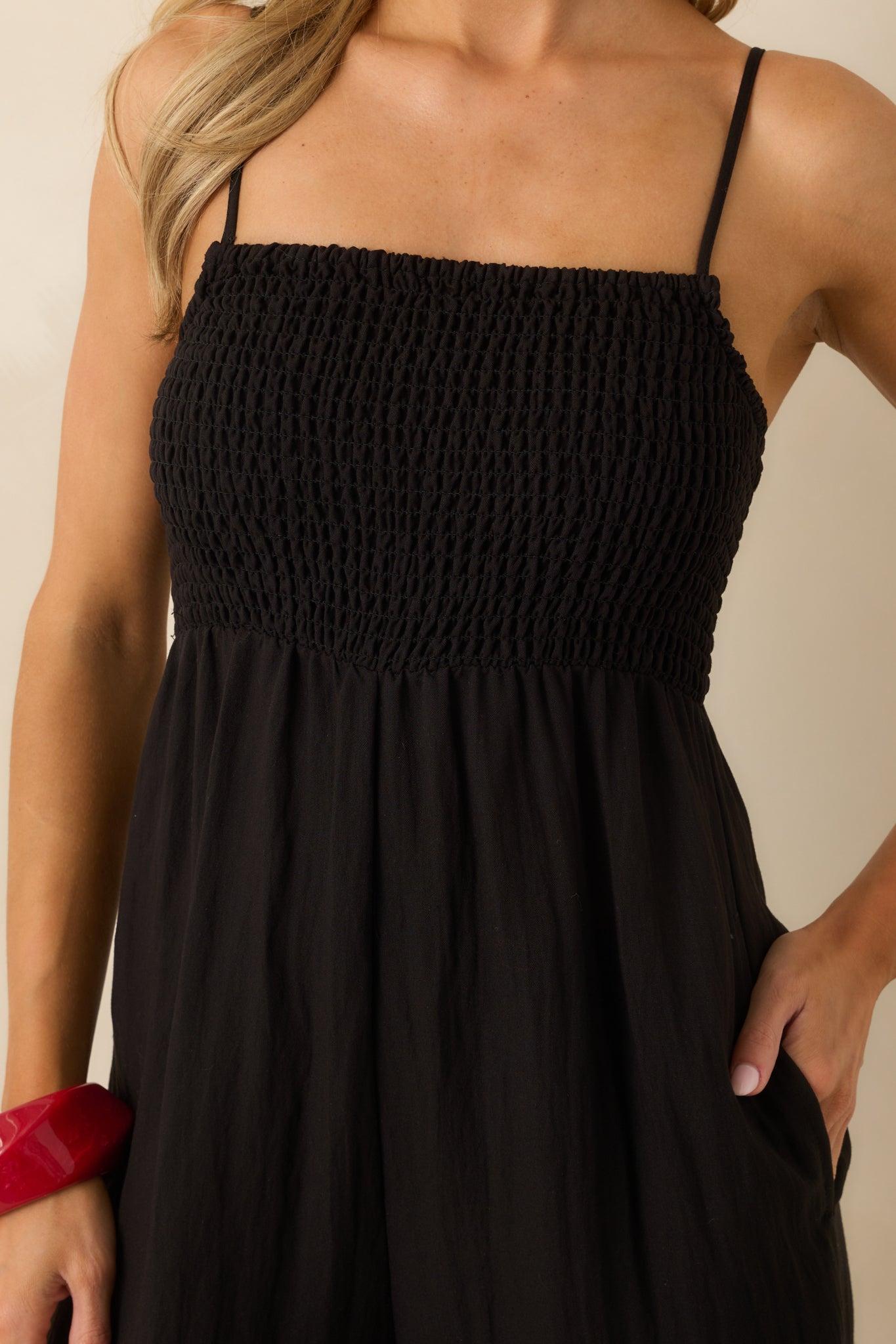 Z Supply Black Rayon Beachside Smocked Jumpsuit Product Image