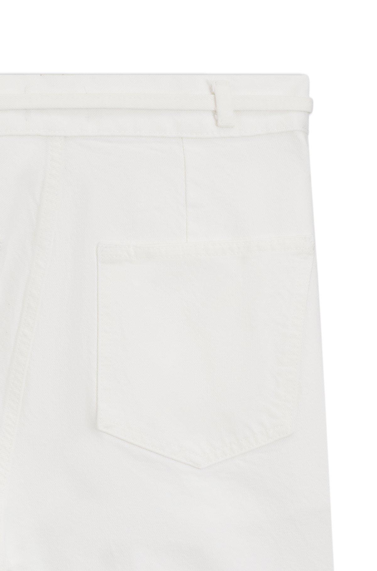 Wide-leg jeans in cream denim with front pleats Product Image