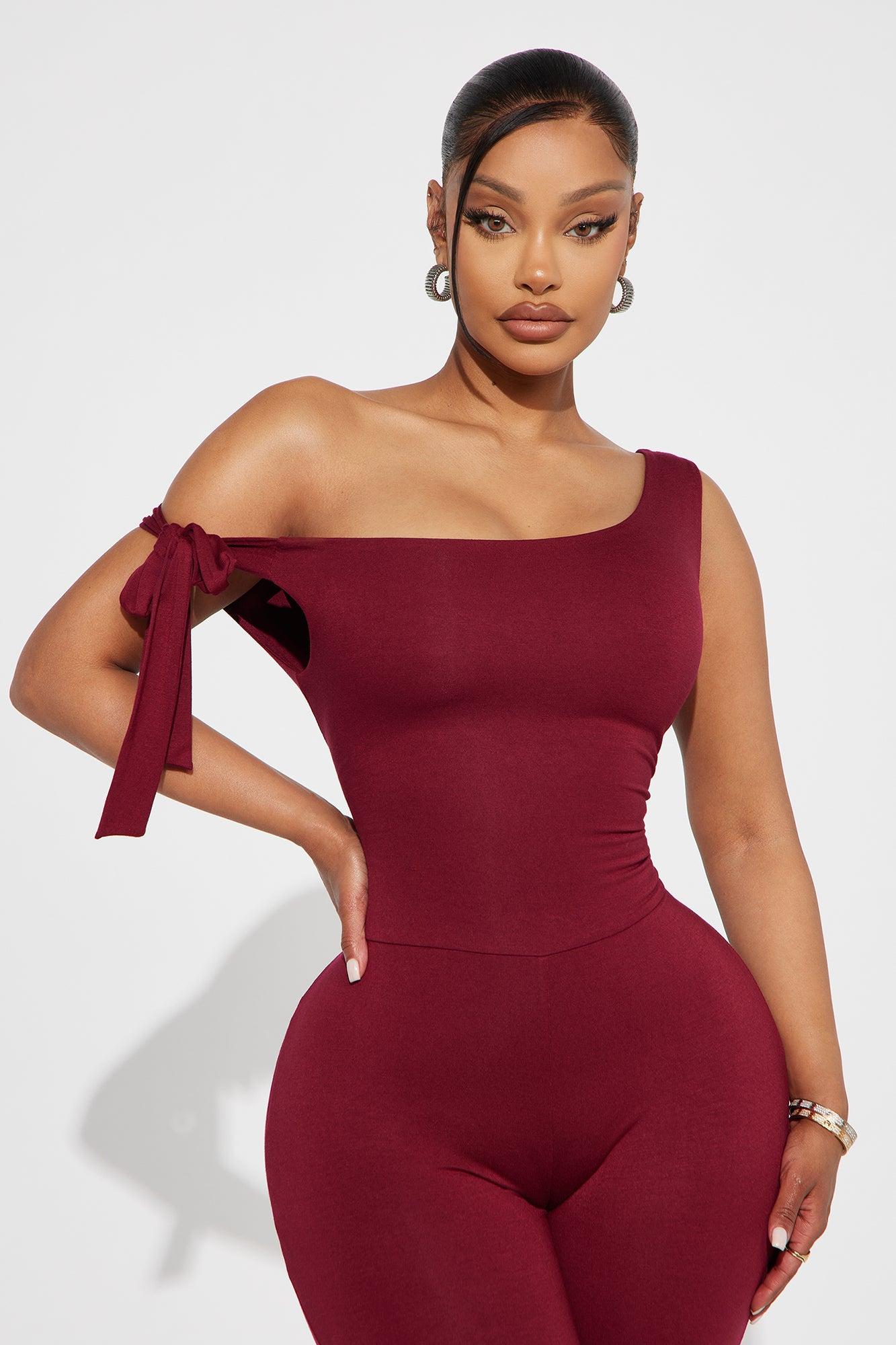 Sweet Like Candy Capri Jumpsuit - Burgundy Product Image