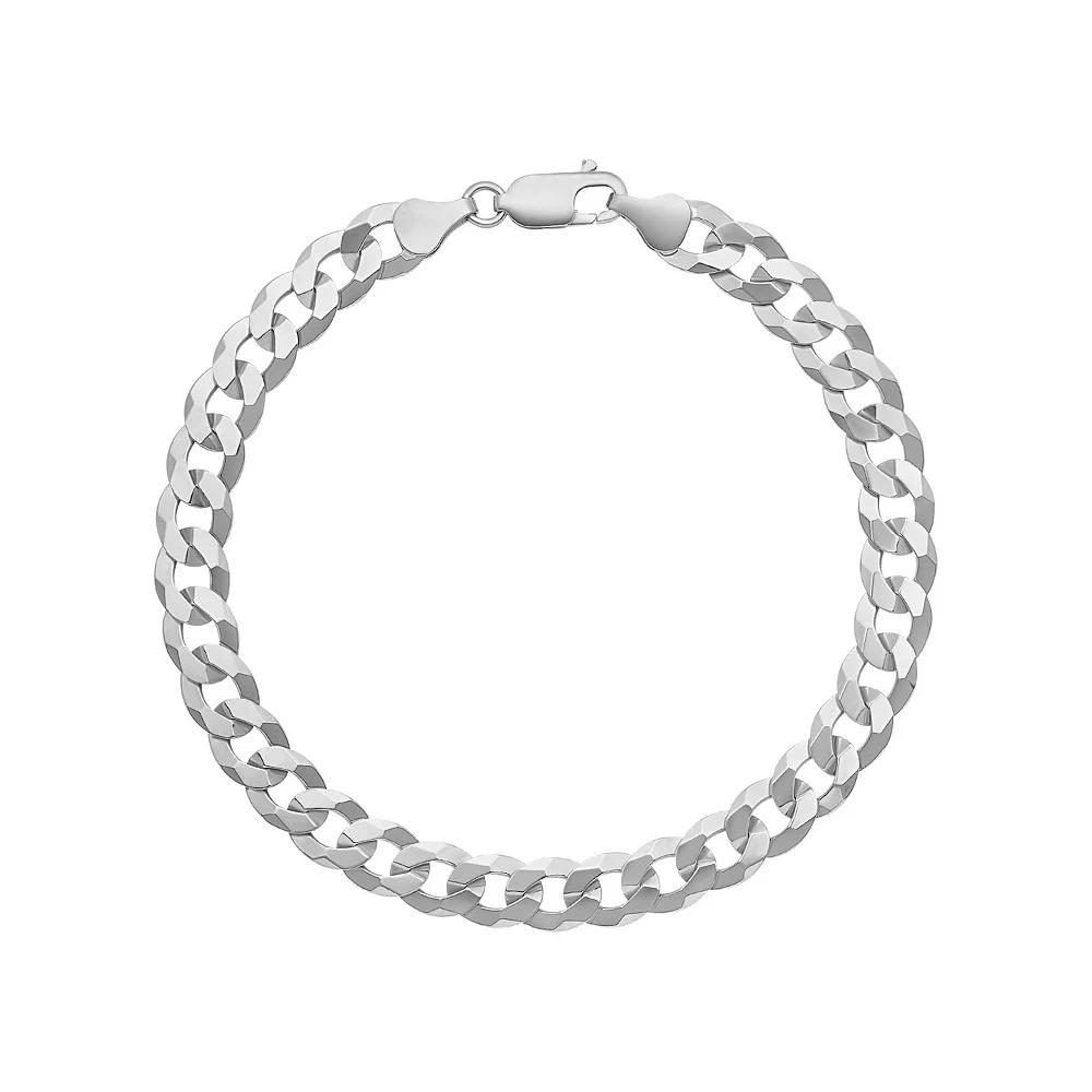 Men's PRIMROSE Sterling Silver Flat Curb Chain Bracelet, Size: 8.5" Product Image
