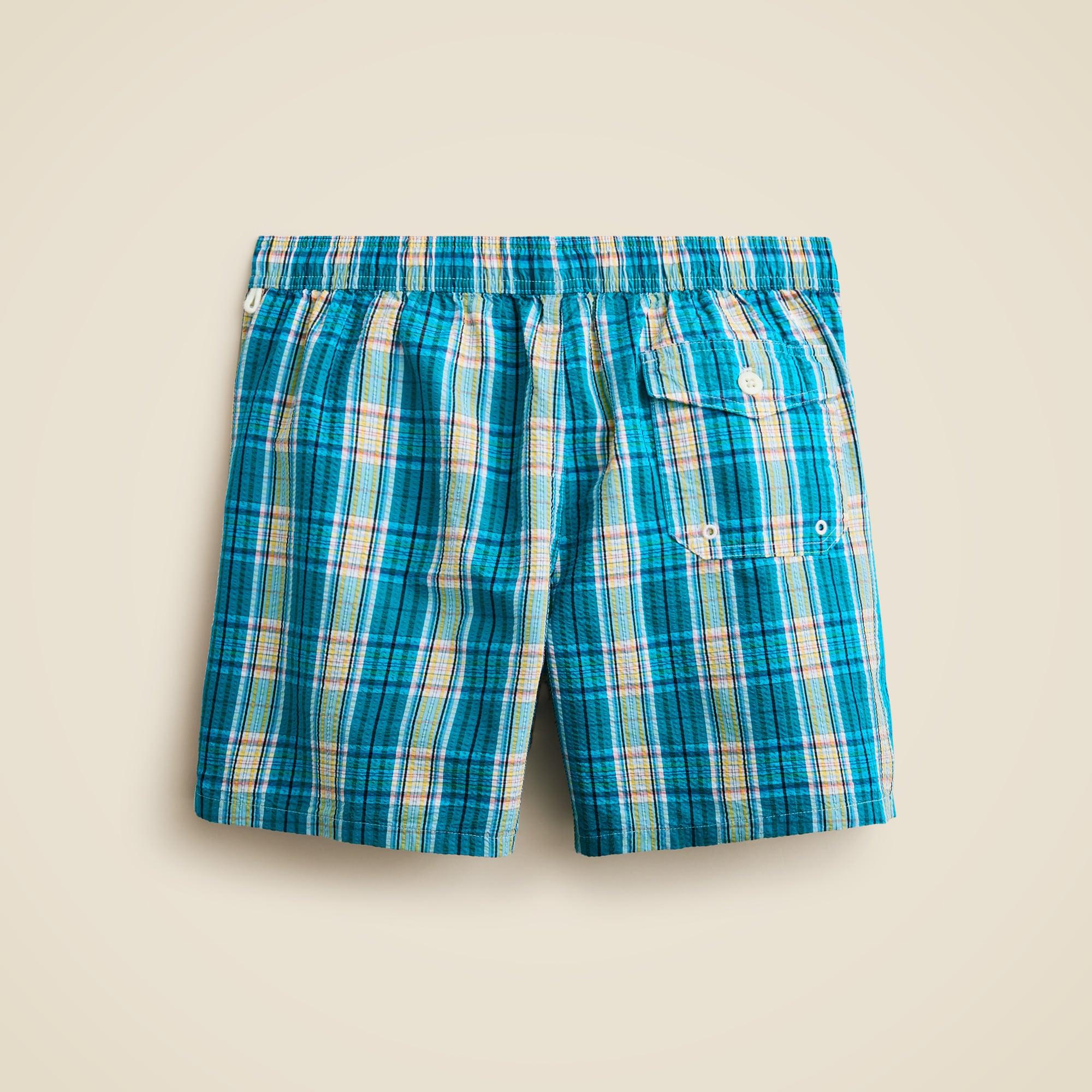6" swim trunk in seersucker plaid Product Image