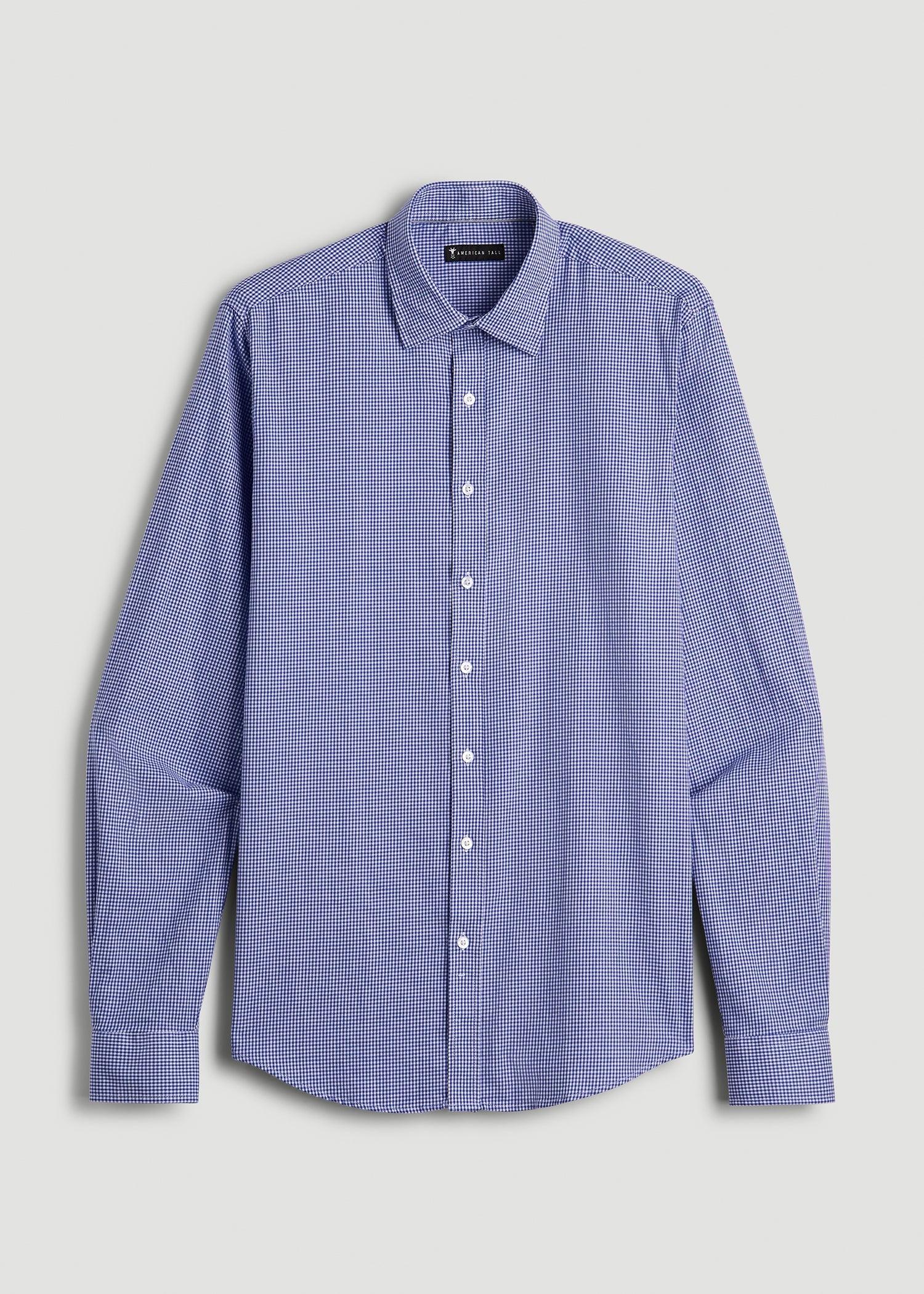 Oskar Button-Up Dress Shirt for Tall Men in Cobalt Mini Check Male Product Image