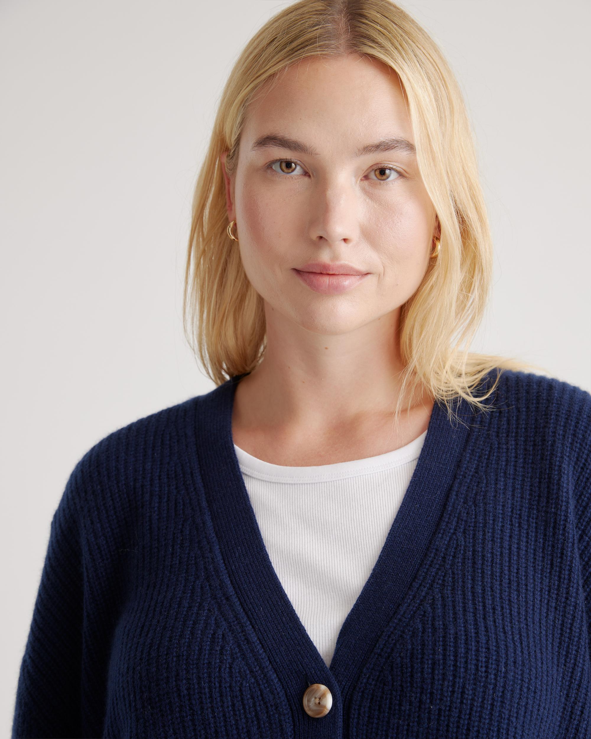 Quince | Women's Mongolian Spring Cashmere OverSized Boyfriend Cardigan Sweater Product Image