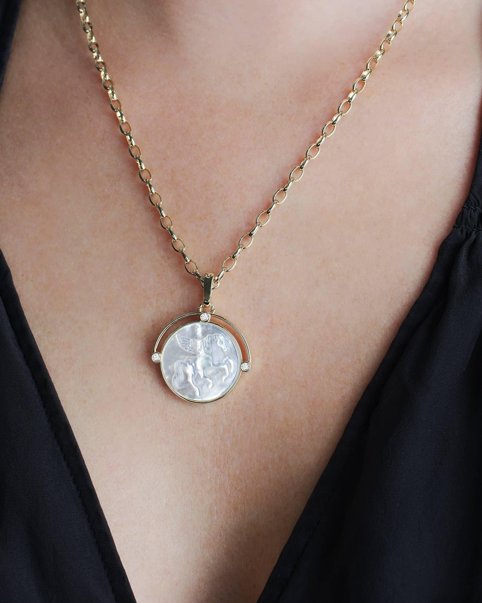 Pegasus Mother-of-Pearl Coin Pendant Necklace Product Image