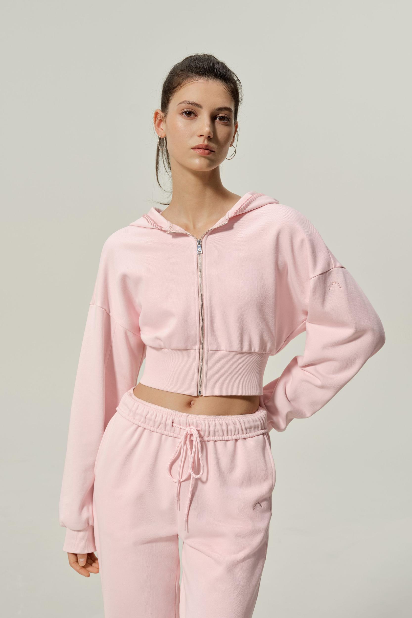 LILYSILK SILKERRY Womens Cropped Zip Up Hoodie | 100% Silk Loops | Cozy Zip-Up Jacket | Espresso L Product Image