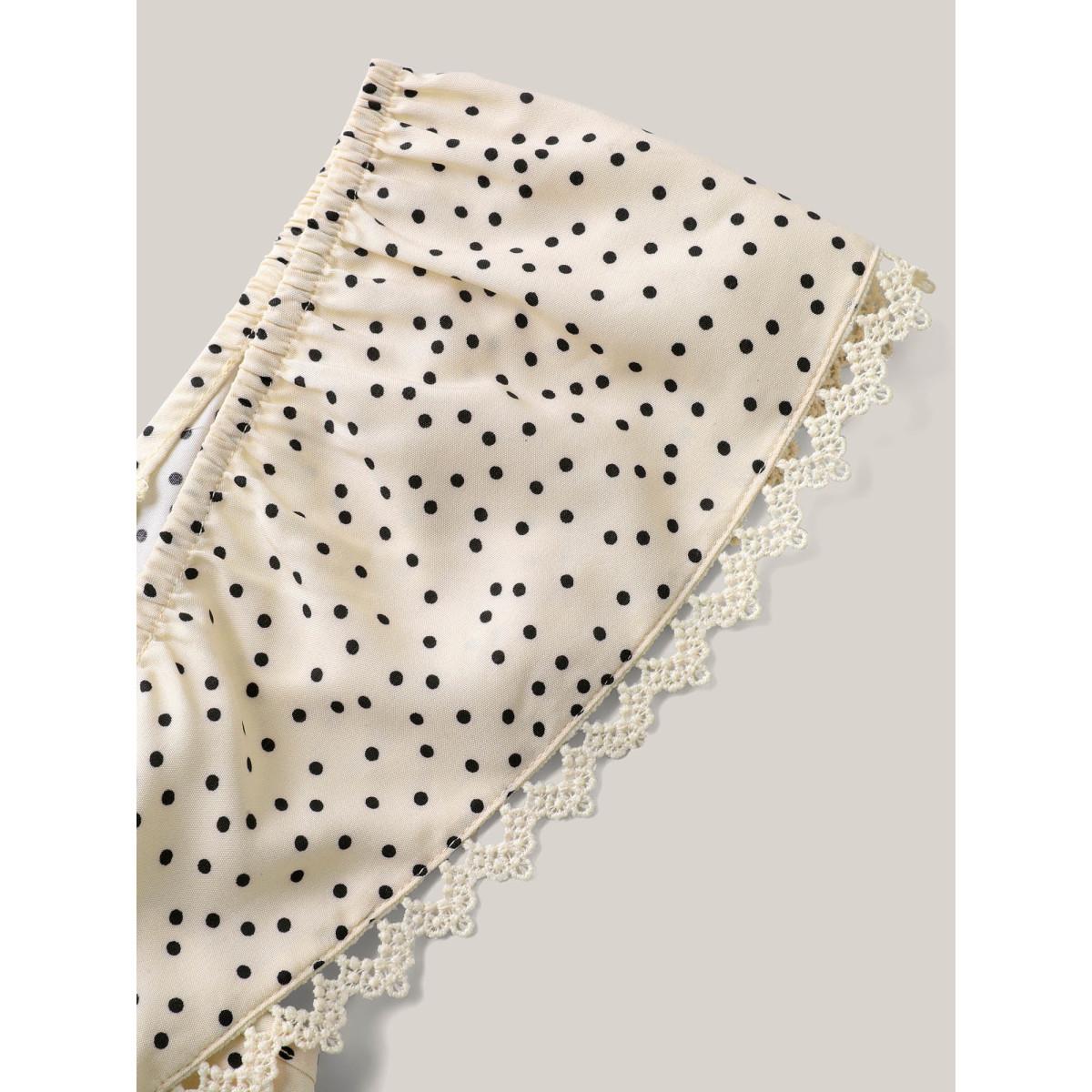 Plus Size Polka Dot Cinched-Waist Pockets Midi Dress Apricot Women Square Neck Cap Sleeve Curvy BloomChic 30/6X Product Image