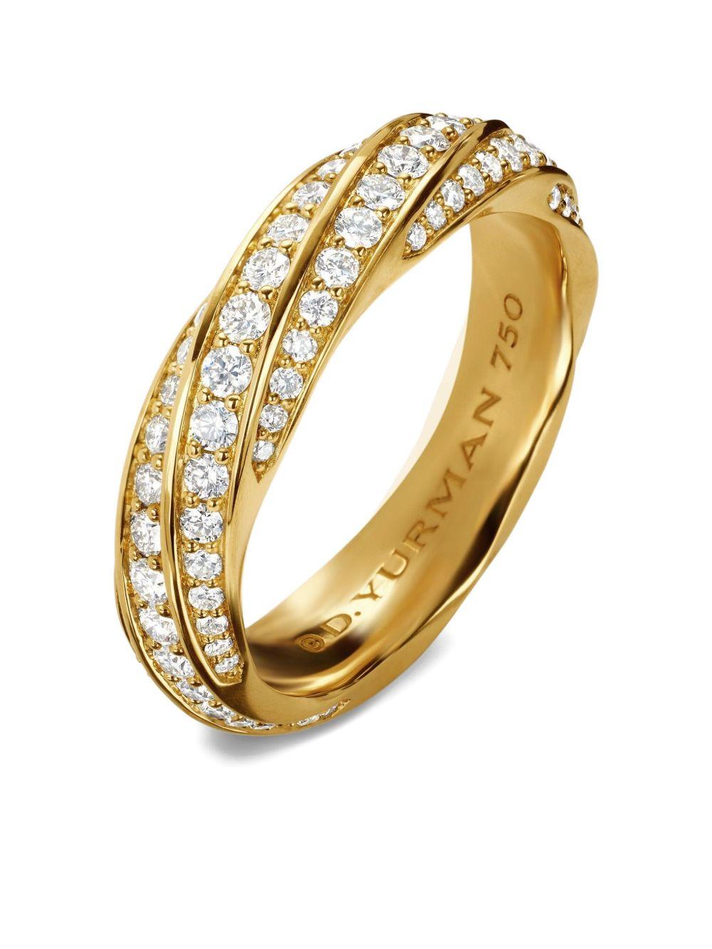 18kt recycled gold Cable Edge diamond band ring (6mm) Product Image