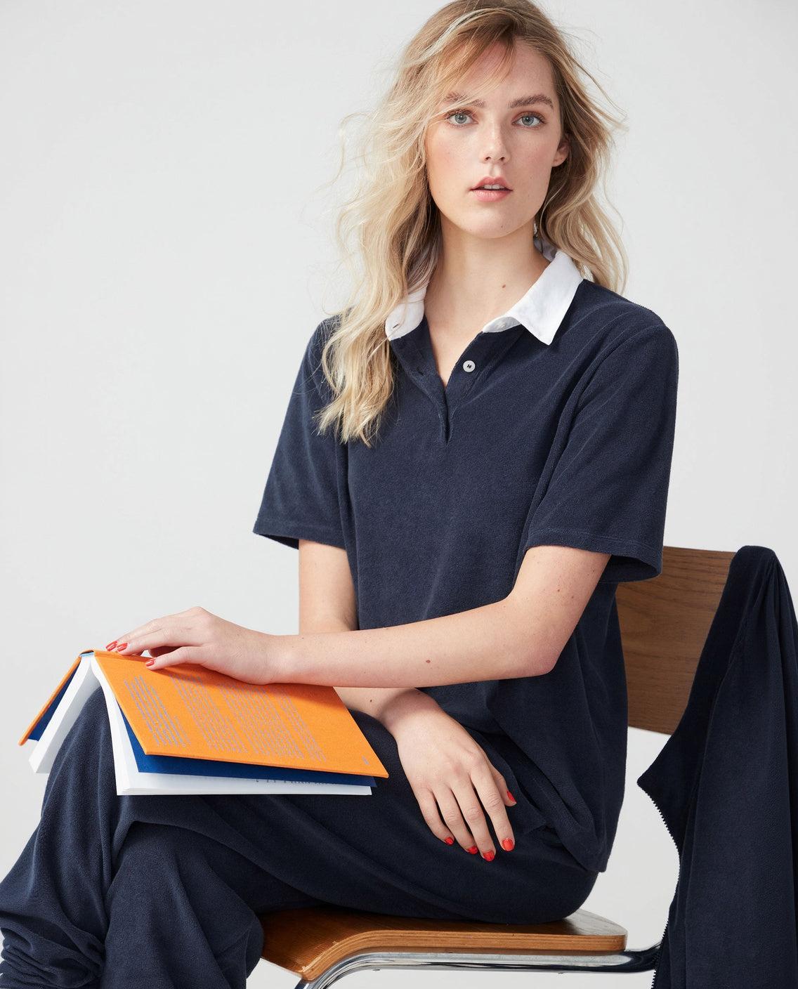 The Terry Polo - Navy Female Product Image