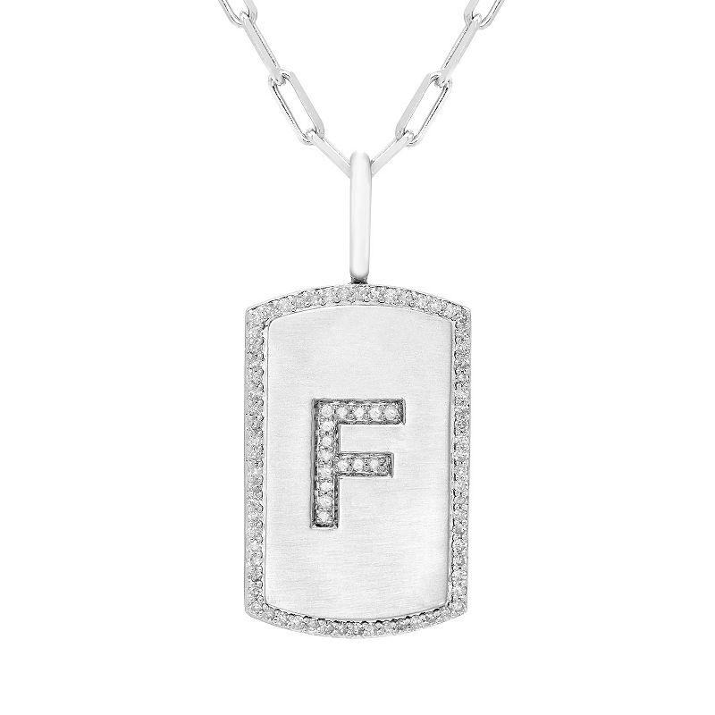 It's Personal Initial Sterling Silver & 1/4 Carat T.W. Diamond Dog Tag Necklace, Women's,  Product Image
