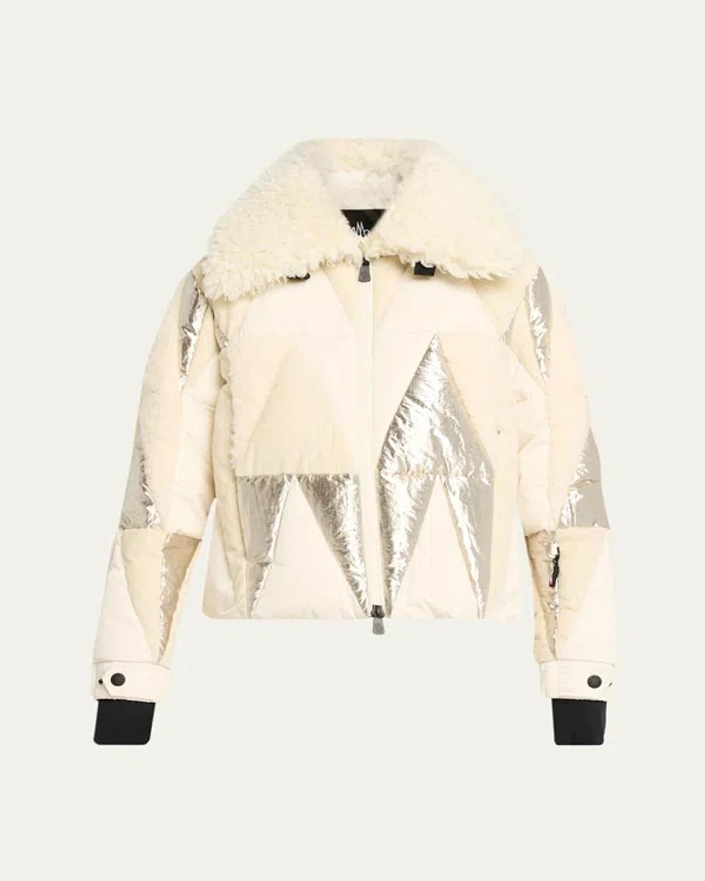 MONCLER Pamiers Paneled Quilted Wool-blend Fleece-and Cotton-corduroy Down Ski Jacket In Multi Product Image
