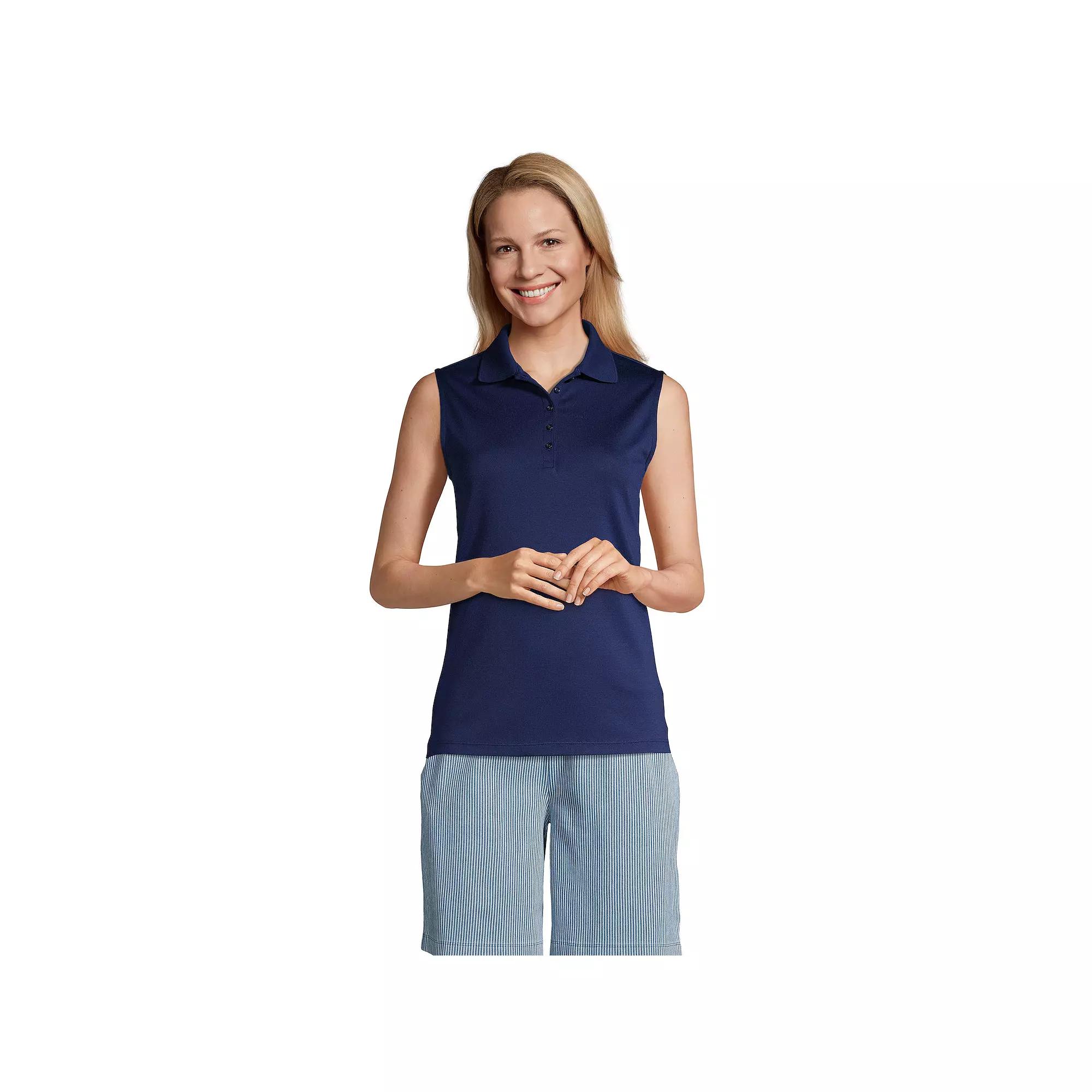 Women's Lands' End Sleeveless Supima Cotton Polo Shirt,  Product Image