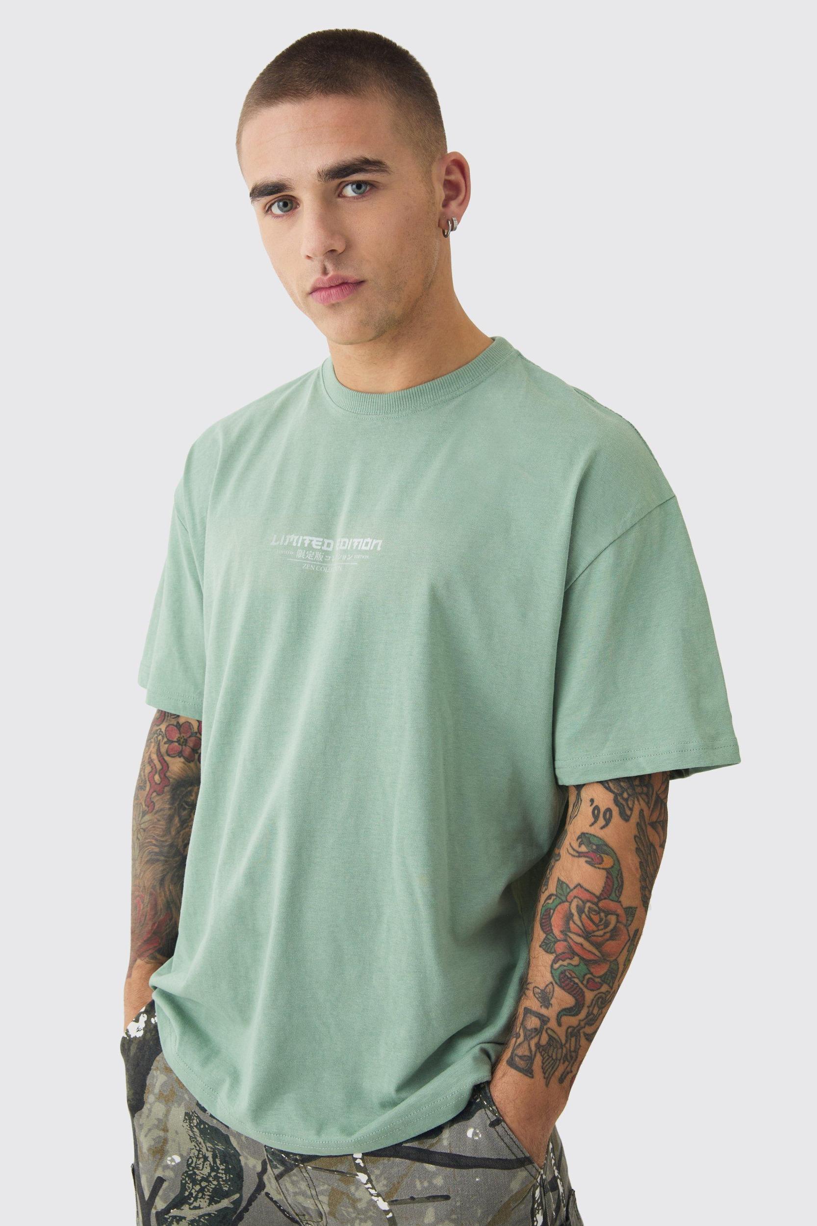 Oversized Tree Print Washed T-shirt | boohooMAN USA Product Image