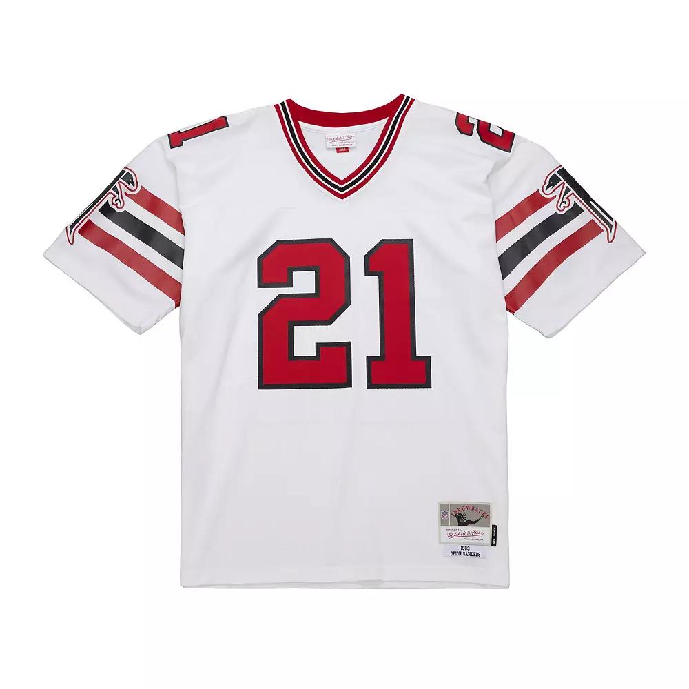 Men's Mitchell & Ness Deion Sanders White Atlanta Falcons 1989 Legacy Replica Jersey,  Product Image