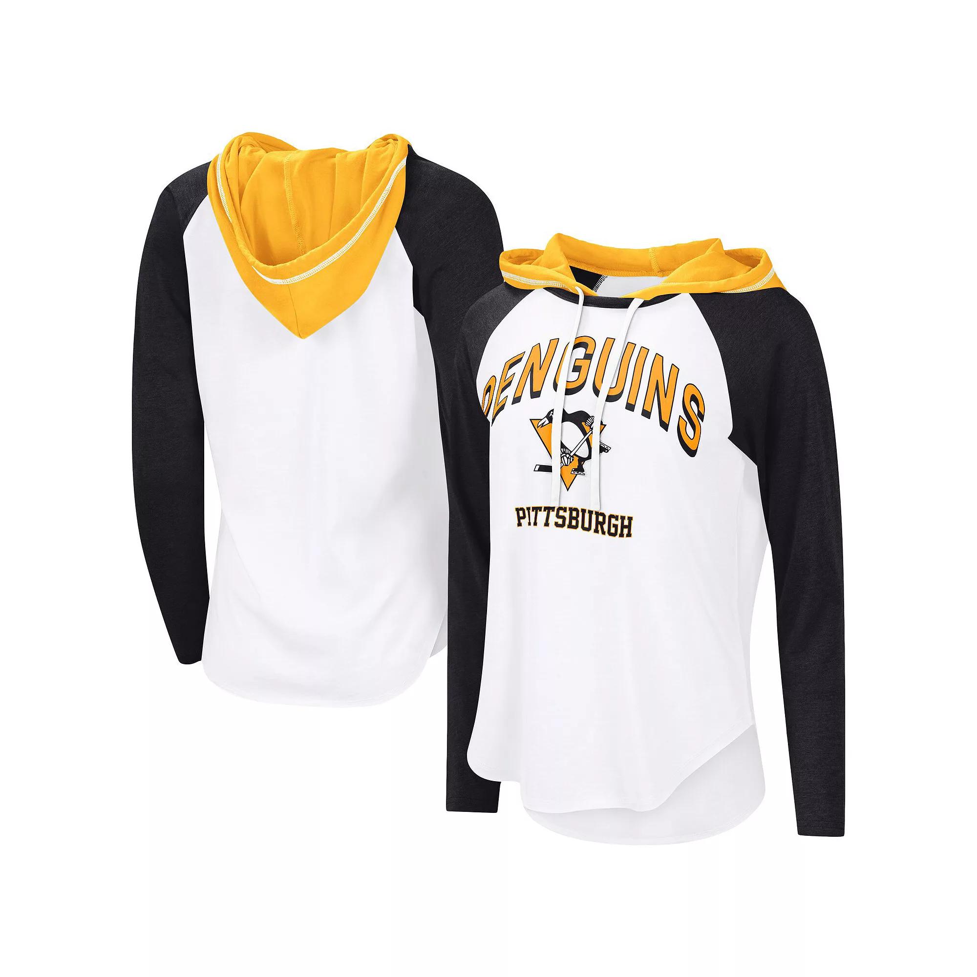 Women's G-III 4Her by Carl Banks  White Pittsburgh Penguins VIP Raglan Long Sleeve Hoodie T-Shirt, Size: Large Product Image