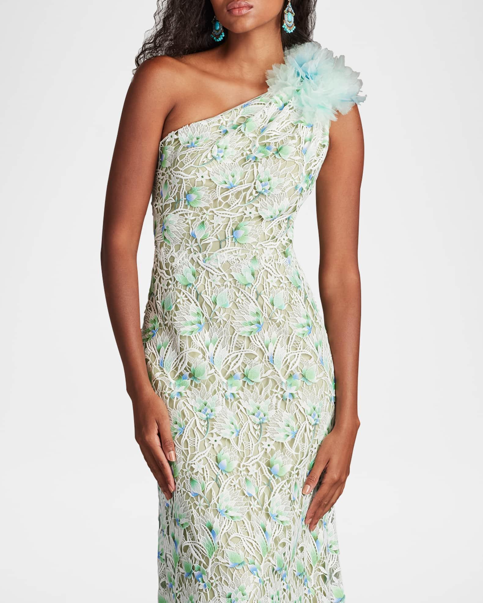 One-Shoulder Floral Lace Gown Product Image