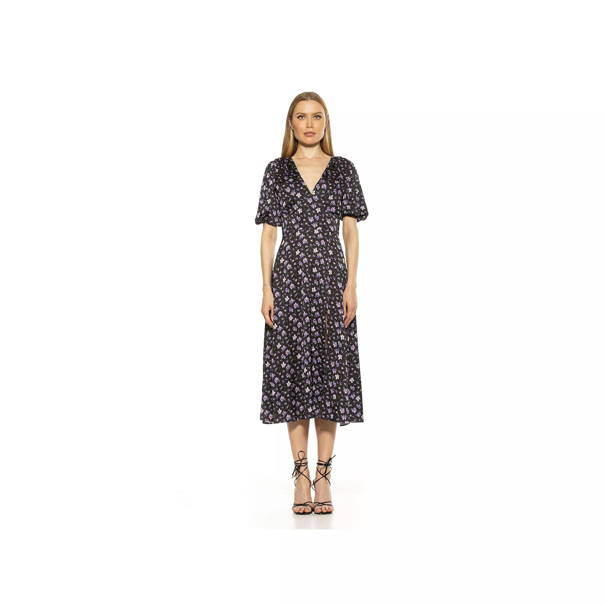 Women's ALEXIA ADMOR Puff-Sleeve Fit & Flare Dress,  Product Image