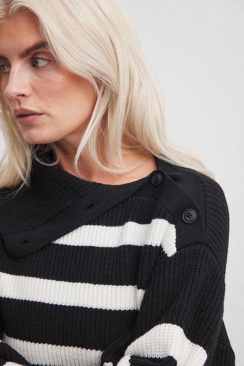 Striped Knitted Turtleneck Sweater Product Image