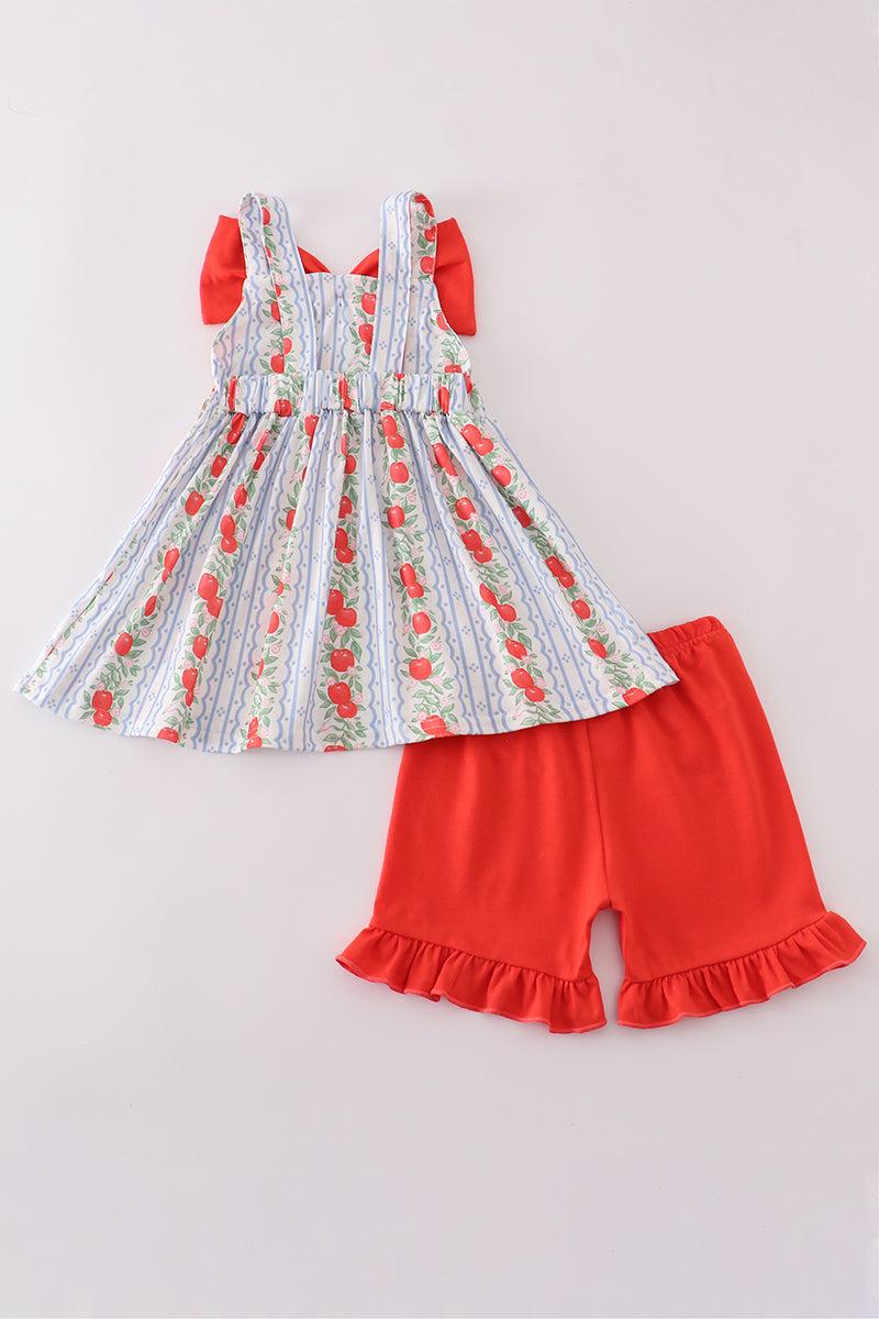 Apple print bow dress Product Image