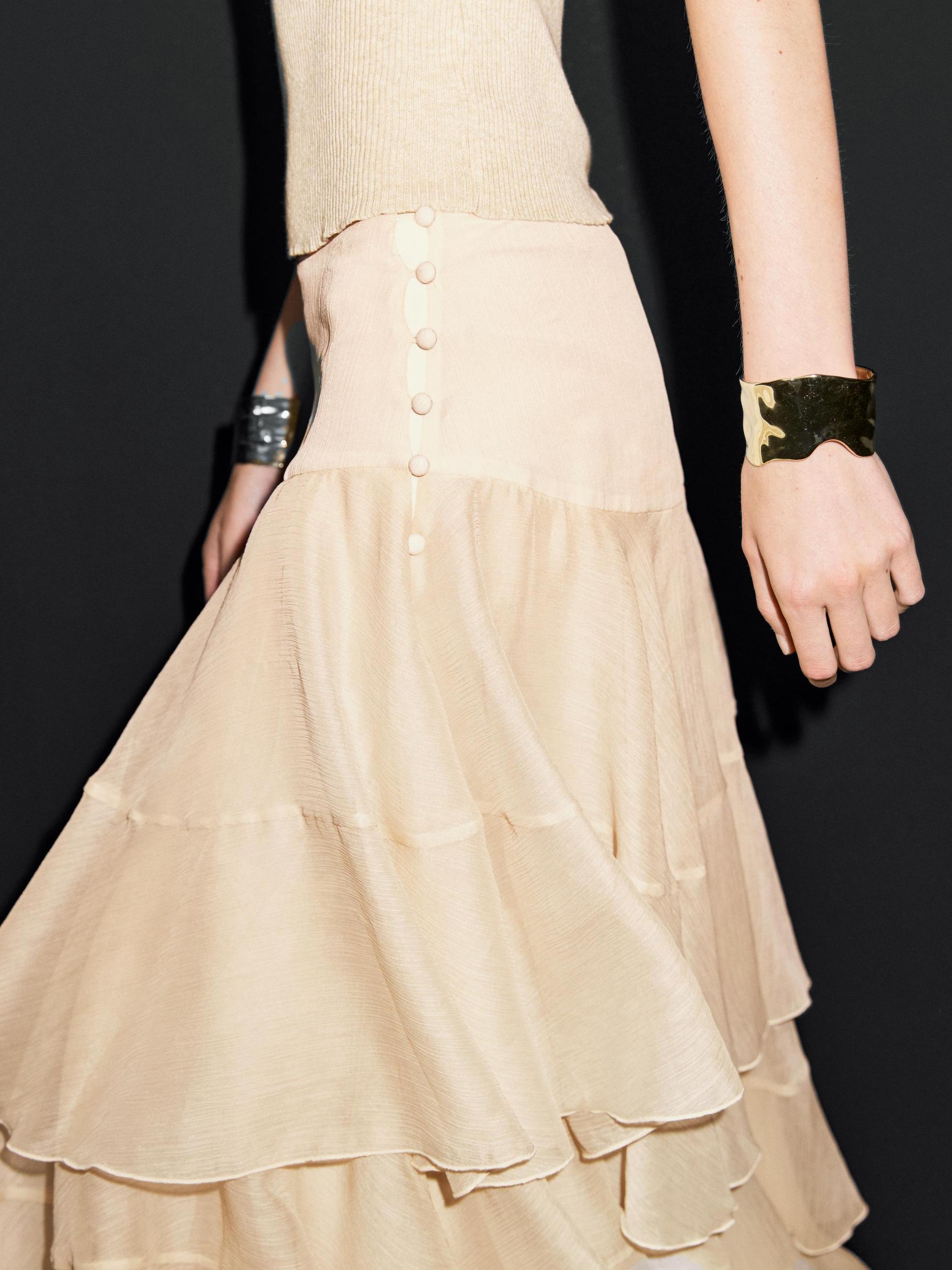 Long ruffled skirt with sash Product Image