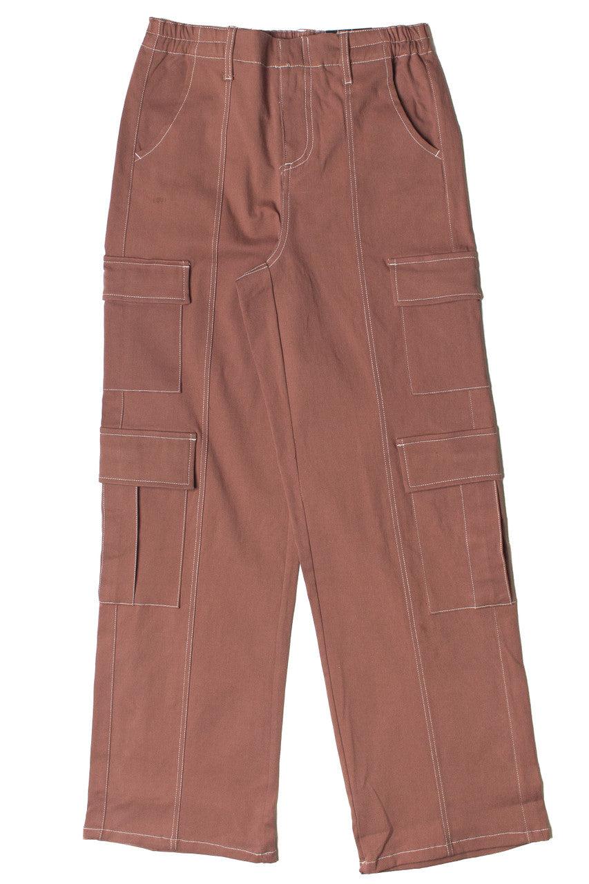 Brown Wide Leg Cargo Pants Product Image