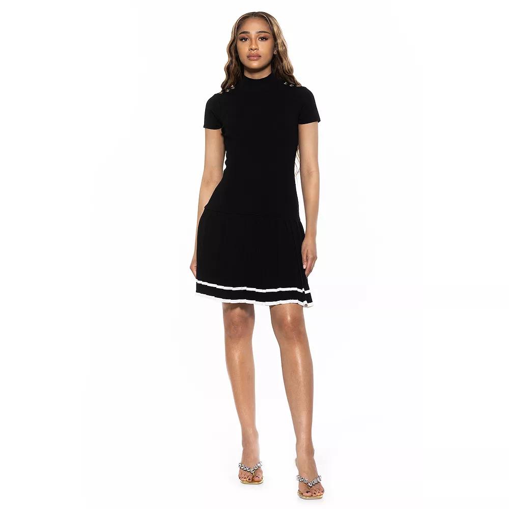 Women's ALEXIA ADMOR Devika Mockneck Pleated Knit Dress,  Product Image