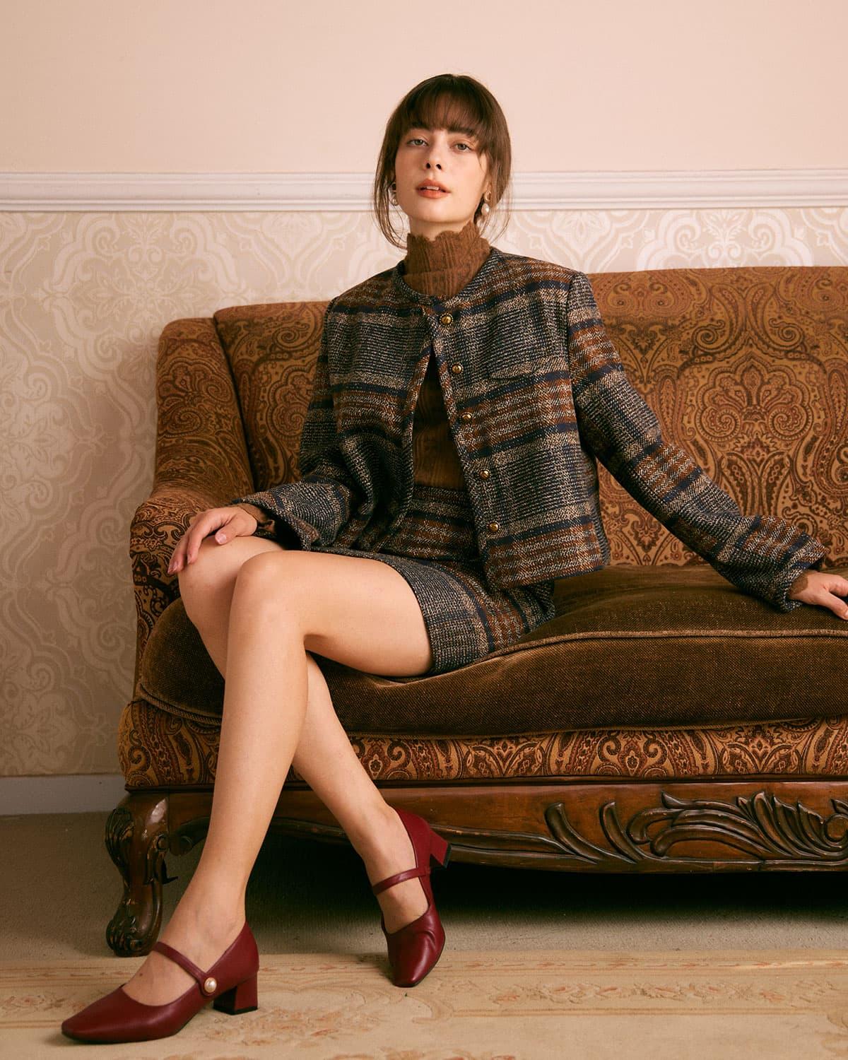 The Brown Striped Single Breasted Jacket Product Image