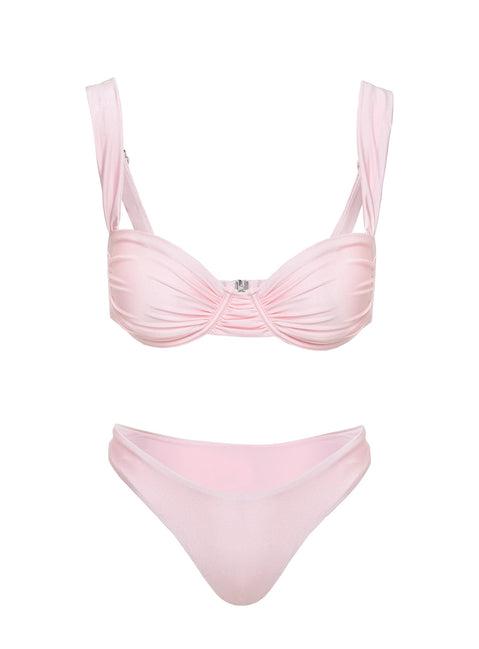 Ellie High Cut Shine Bikini Bottoms Pink Product Image