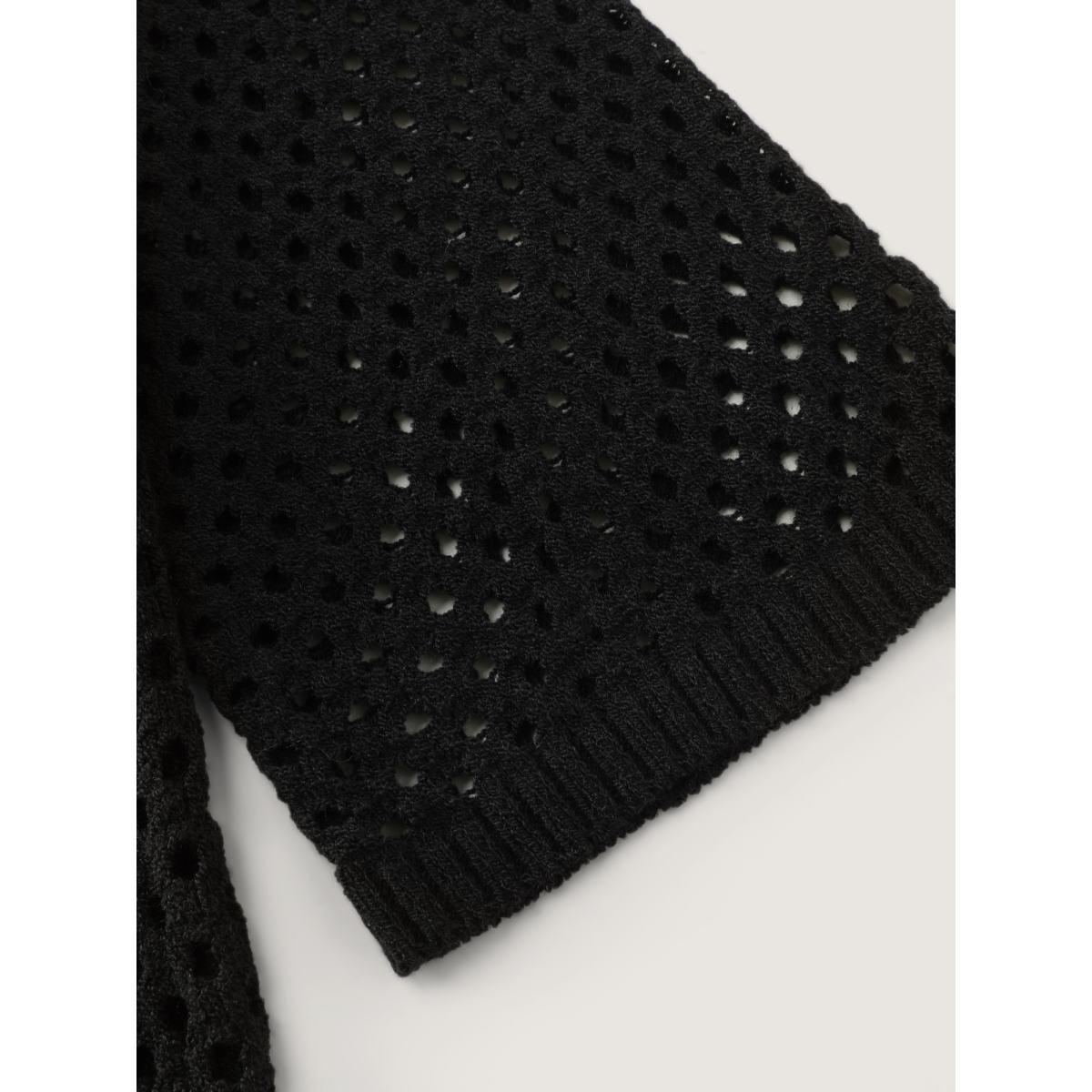 Plus Size Cut-Out Sheer Collar Swim Cover-Up Women's Swimwear Black Leisure Loose Curve Swim Cover Ups BloomChic 28/5X Product Image