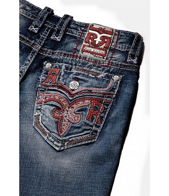Rock Revival Reggie Straight-Leg Fleur-De-Lis-Embroidered-Pocket Jeans Product Image