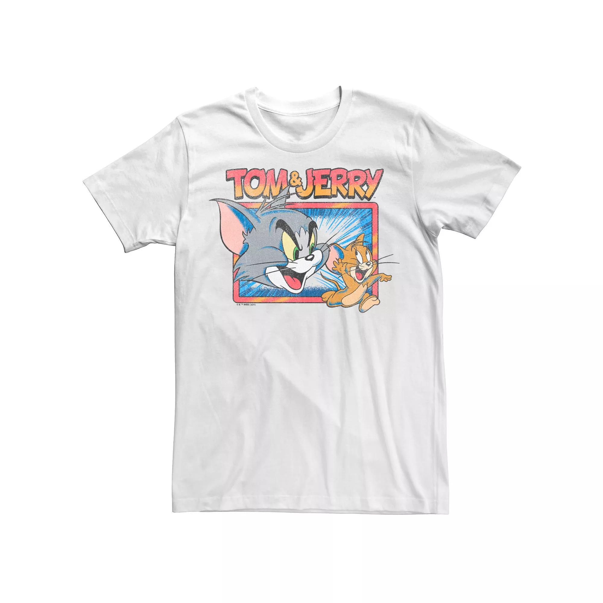 Big & Tall Tom And Jerry Distressed Square Graphic Tee, Men's,  Product Image