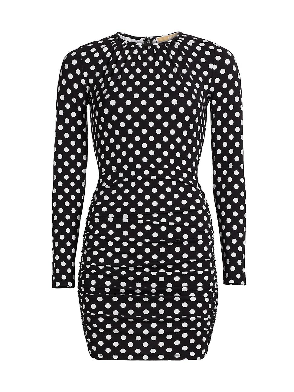 Womens Polka Dot Ruched Jersey Minidress Product Image
