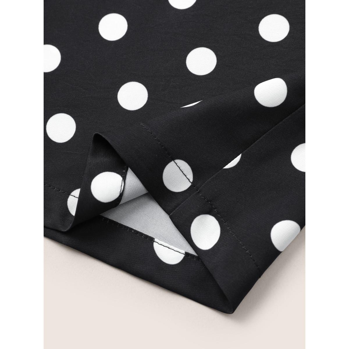 Plus Size Polka Dot Elastic Waist Wide Leg Pants Women Black Resort Wide Leg High Rise Vacation Pants BloomChic 18-20/2X Product Image