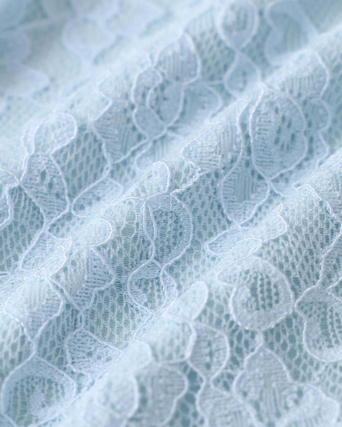 Blue Ruched Lace Tankini Swimsuit Product Image