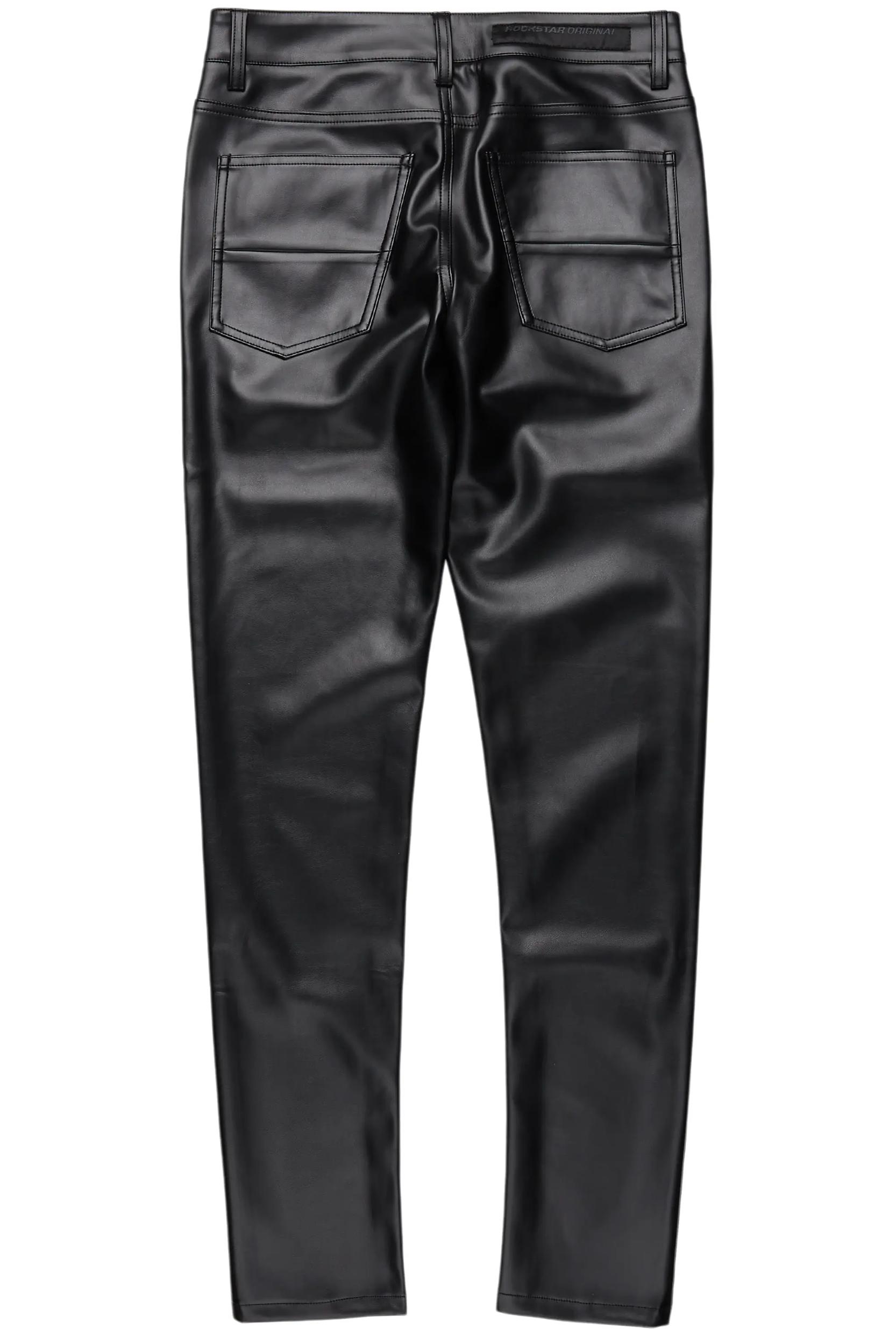 Ricky Black Slim Fit Faux Leather Pant Male Product Image