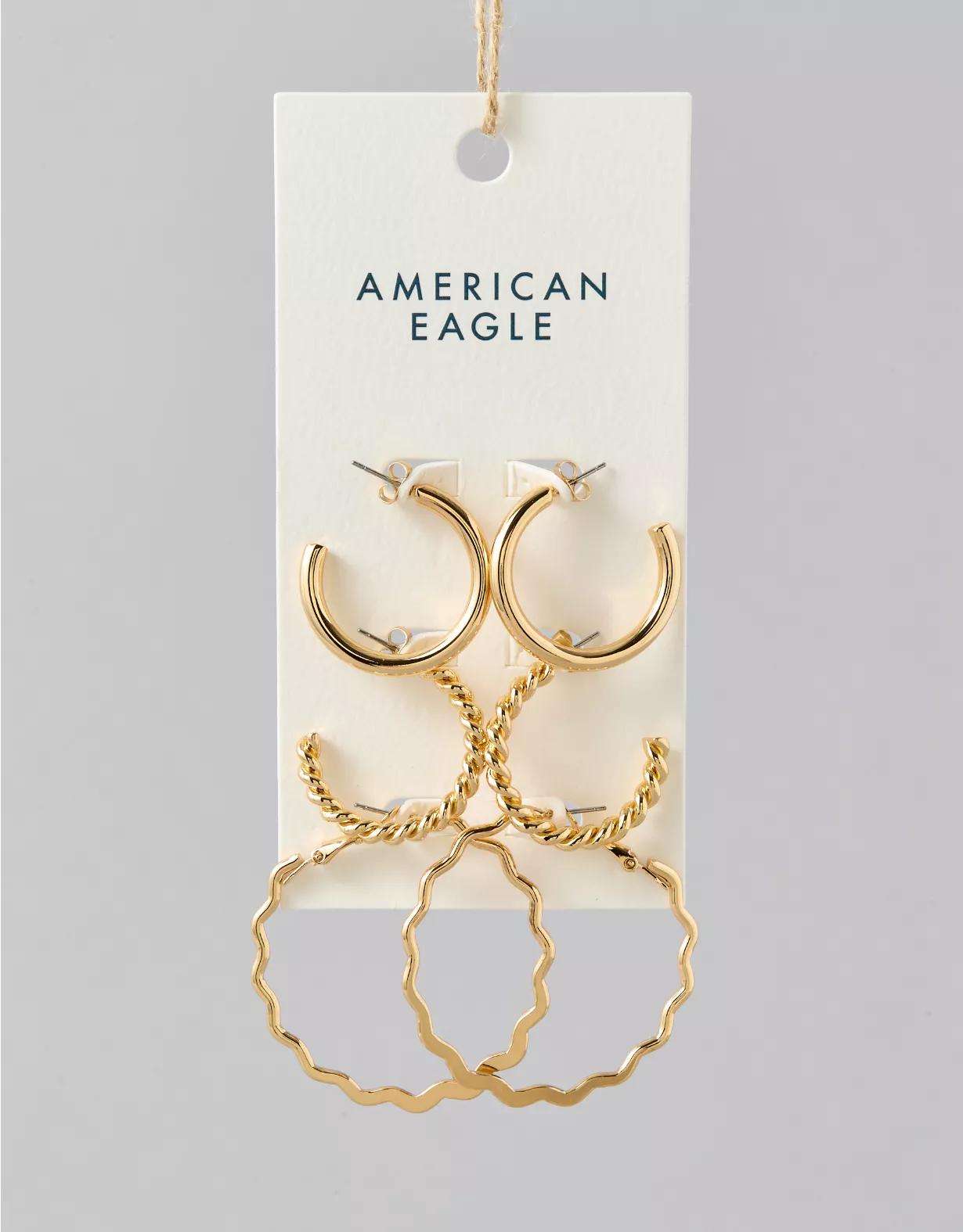 AEO Wavy Hoop Earring 3-Pack Product Image
