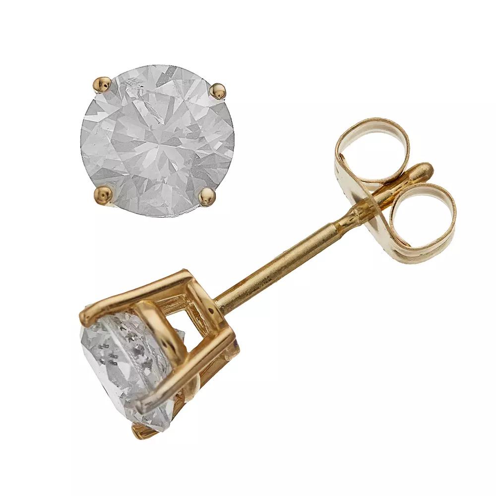14k Gold 1 Carat T.W. Diamond Stud Earrings, Women's Product Image