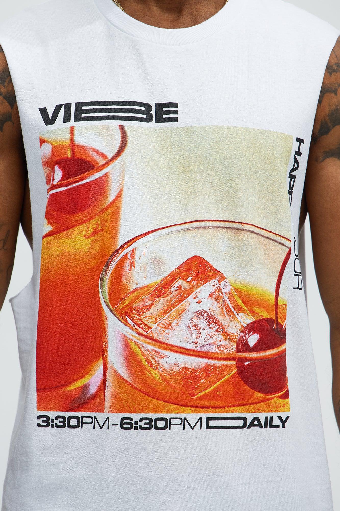 Vibe Happy Hour Muscle Tee - White Male Product Image