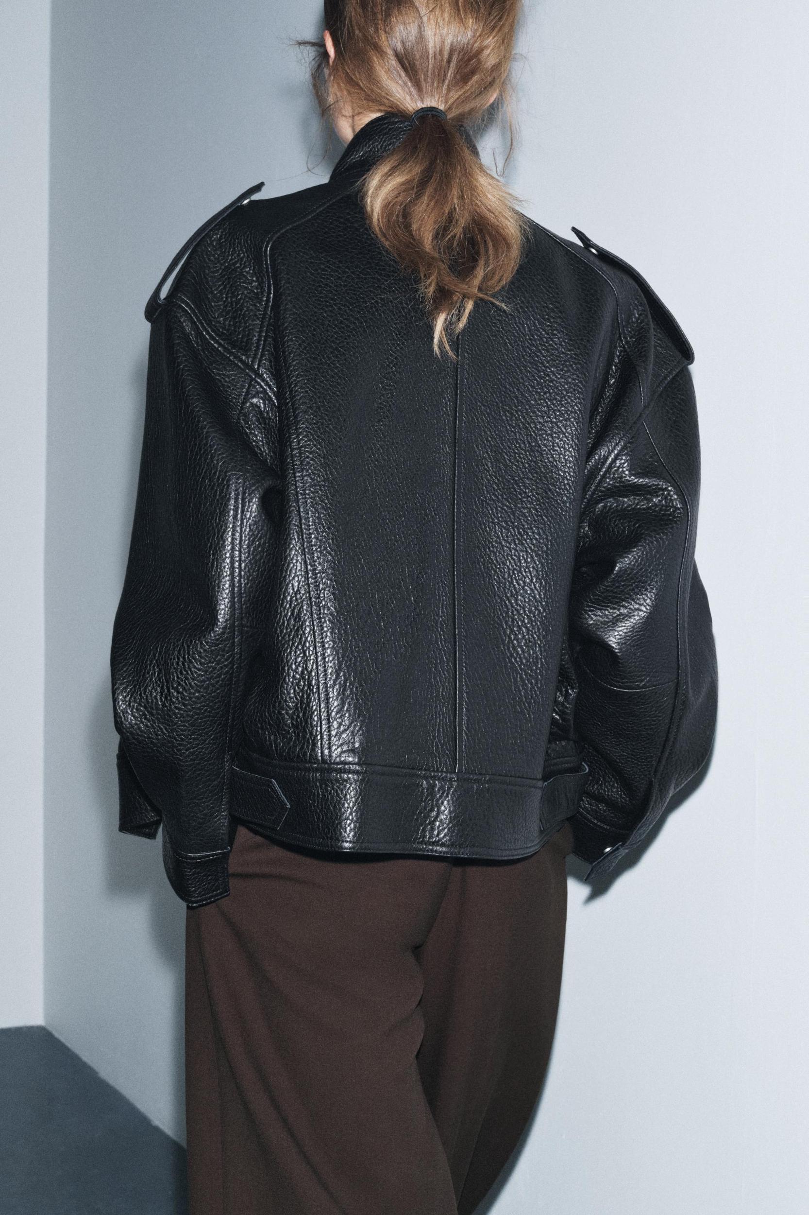 LEATHER BOMBER JACKET ZW COLLECTION LIMITED EDITION Product Image
