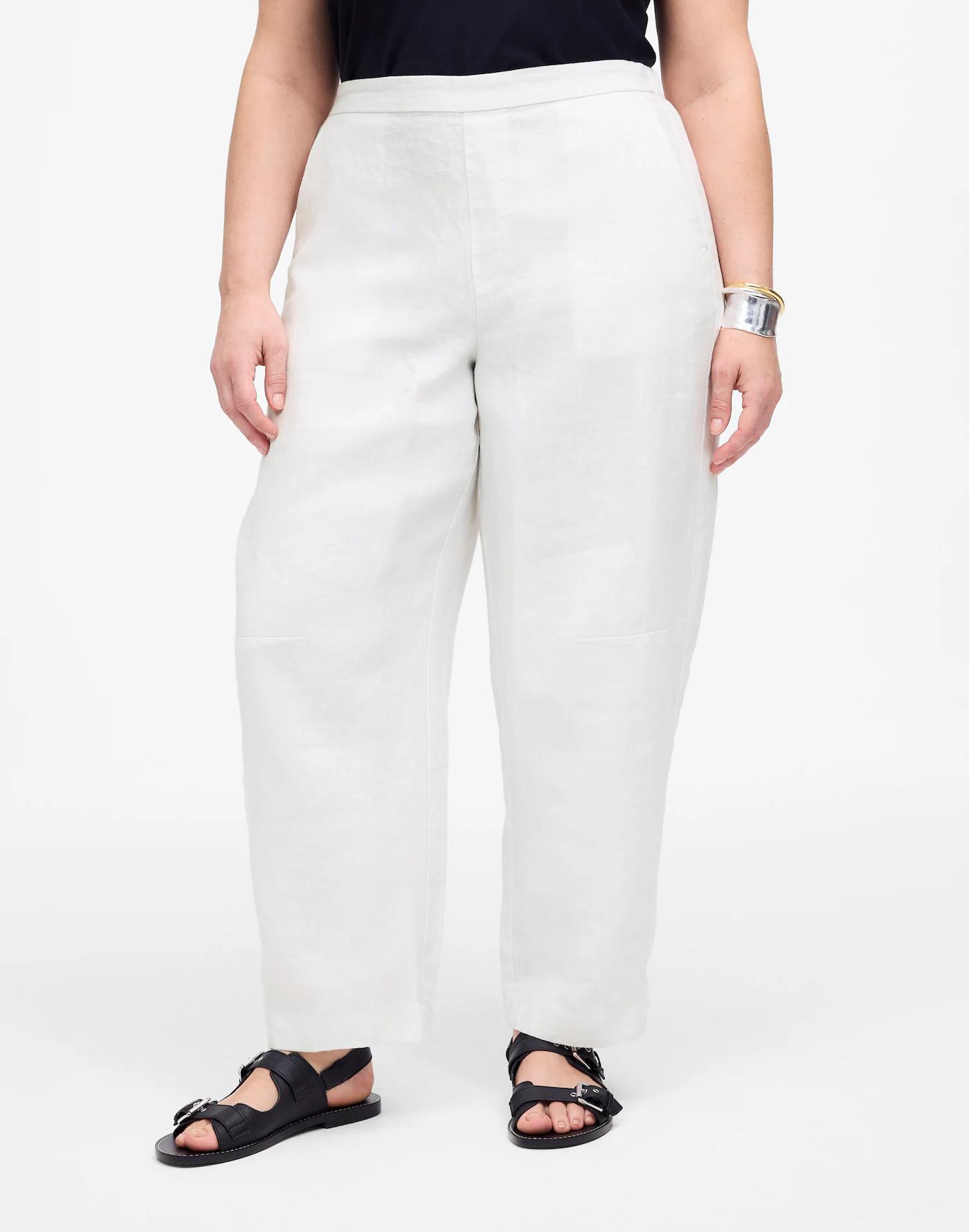 Petite Pull-On Barrel Pants in 100% Linen Product Image