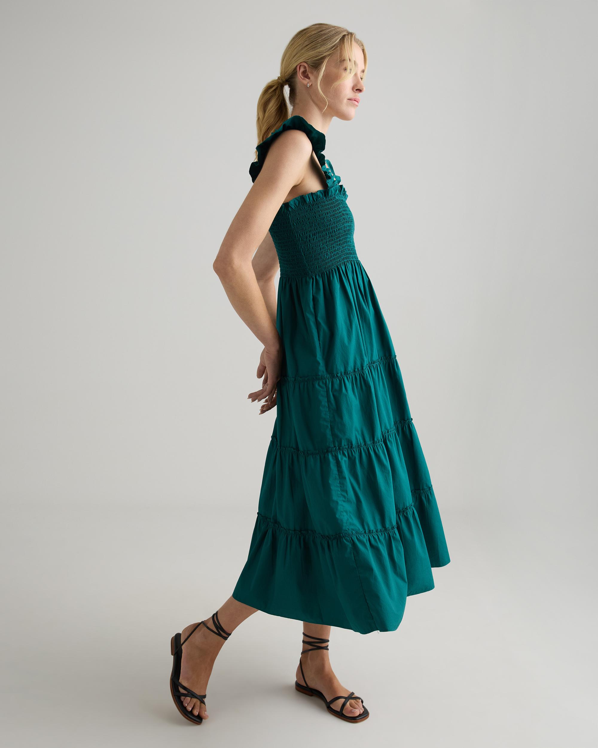 Quince | Women's Poplin Smocked Midi Dress Organic Cotton Product Image