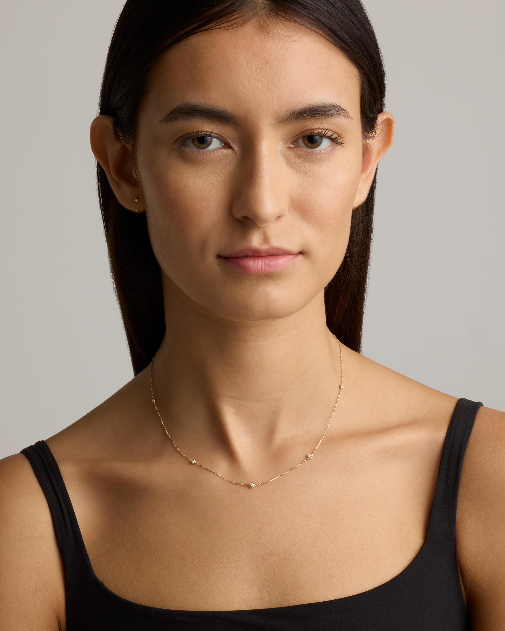 Quince | Women's 14K Gold Diamond Bezel Station Necklace Product Image