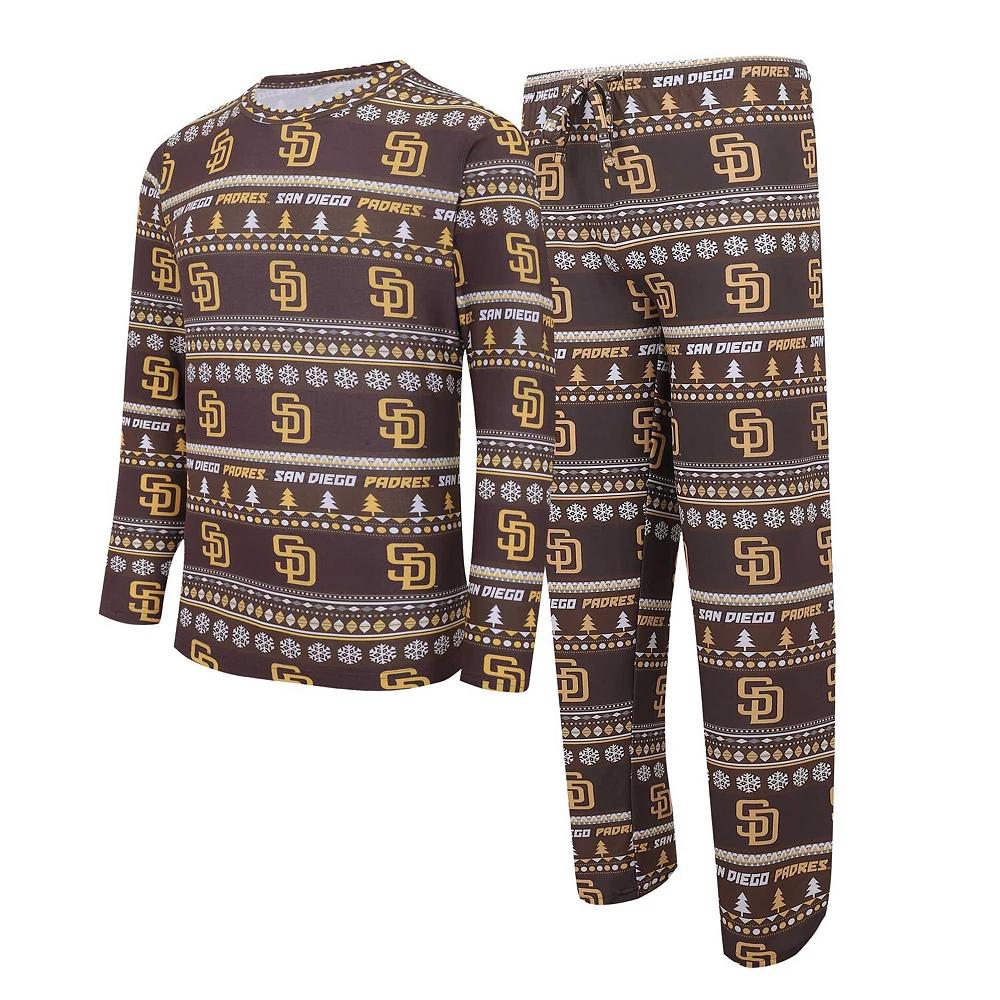 Men's Concepts Sport Brown San Diego Padres Knit Ugly Sweater Long Sleeve Top & Pants Set, Size: Small Product Image
