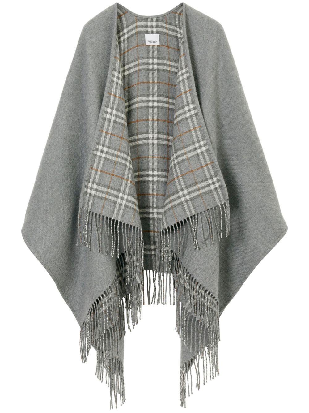 check-print reversible wool cape Product Image