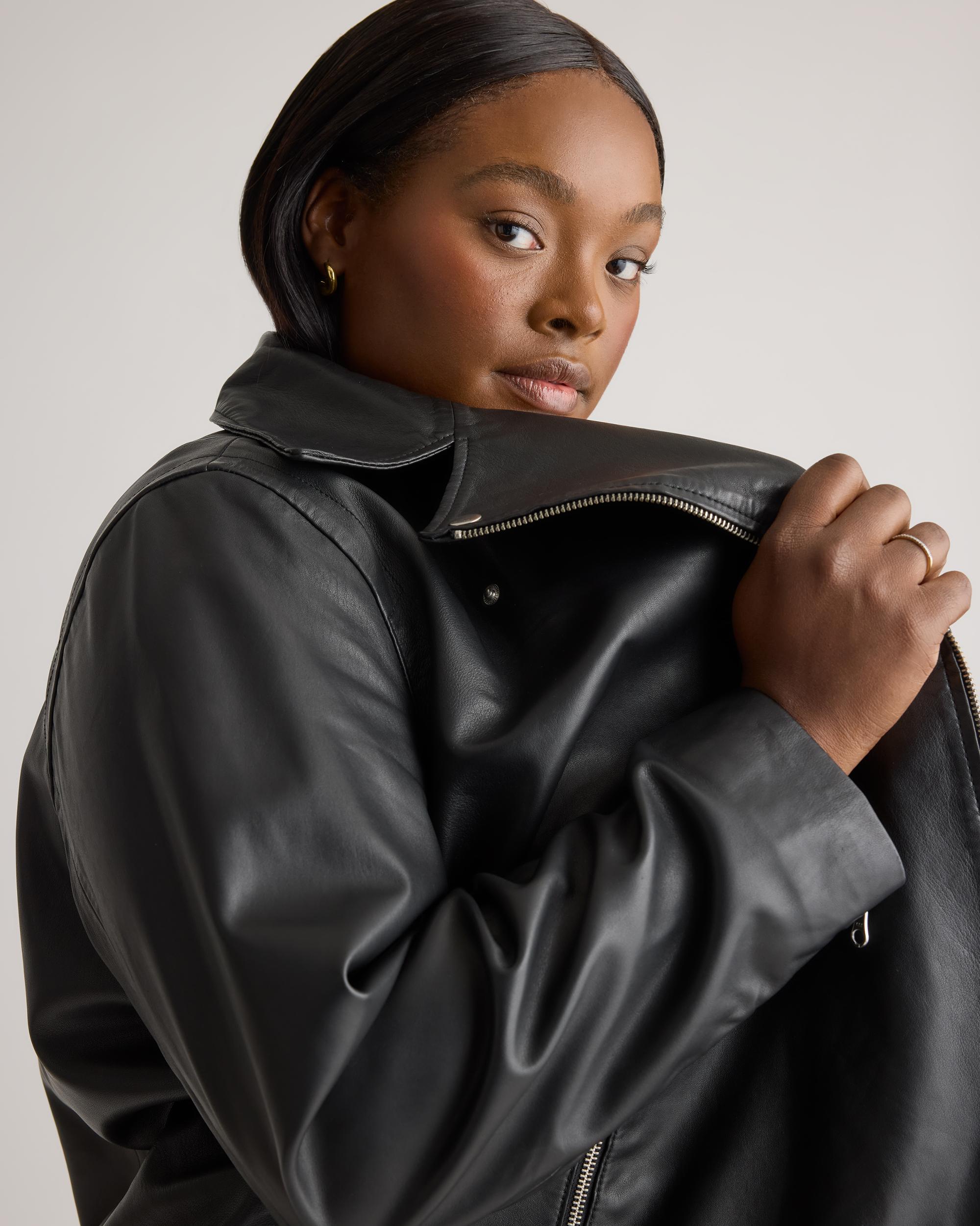 Quince | Women's 100% Washed Leather Biker Jacket Product Image